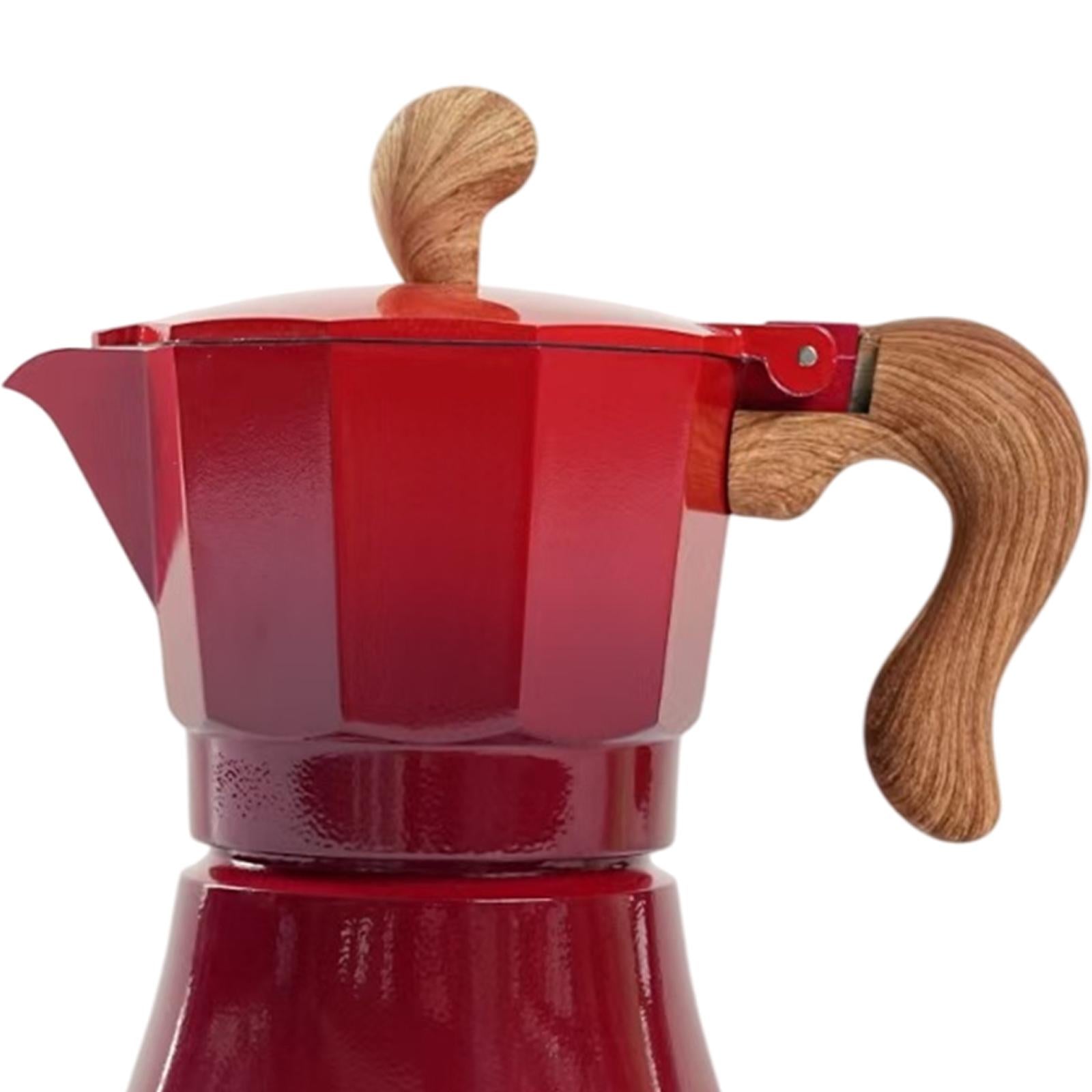 150ml Moka Pot Coffee Maker Pot for Cappuccino or Latte Sturdy Single Valve Red