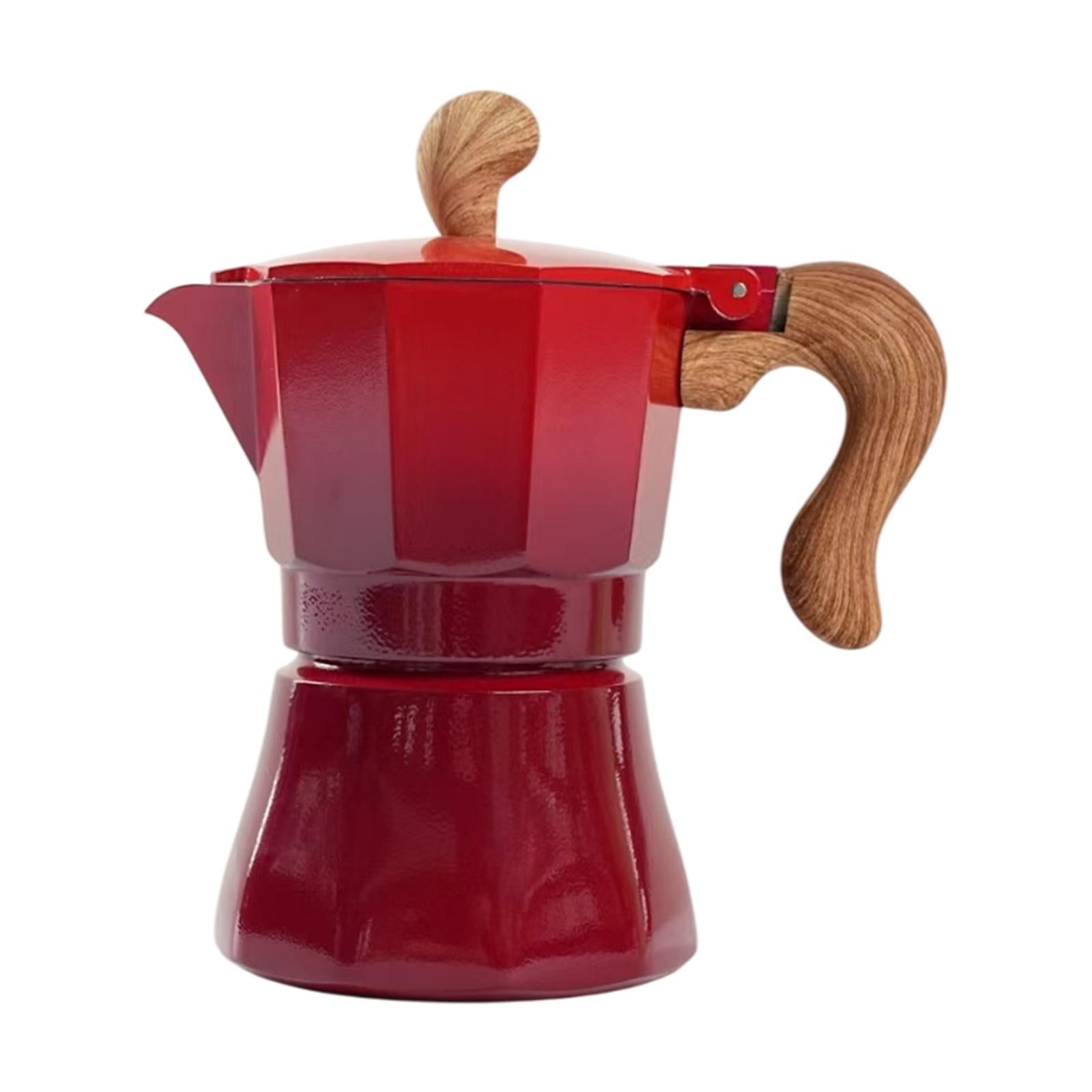 150ml Moka Pot Coffee Maker Pot for Cappuccino or Latte Sturdy Single Valve Red