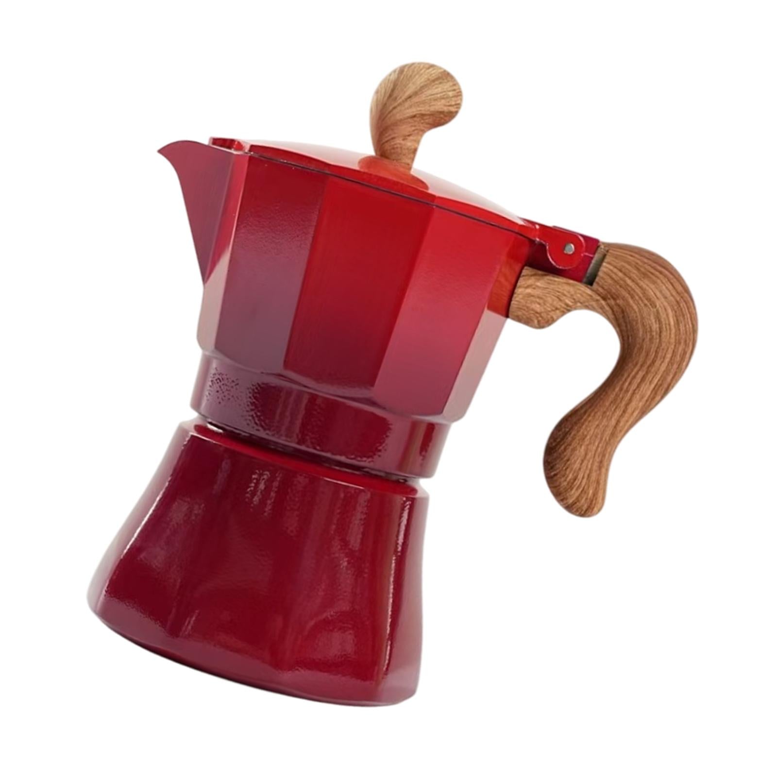 150ml Moka Pot Coffee Maker Pot for Cappuccino or Latte Sturdy Single Valve Red