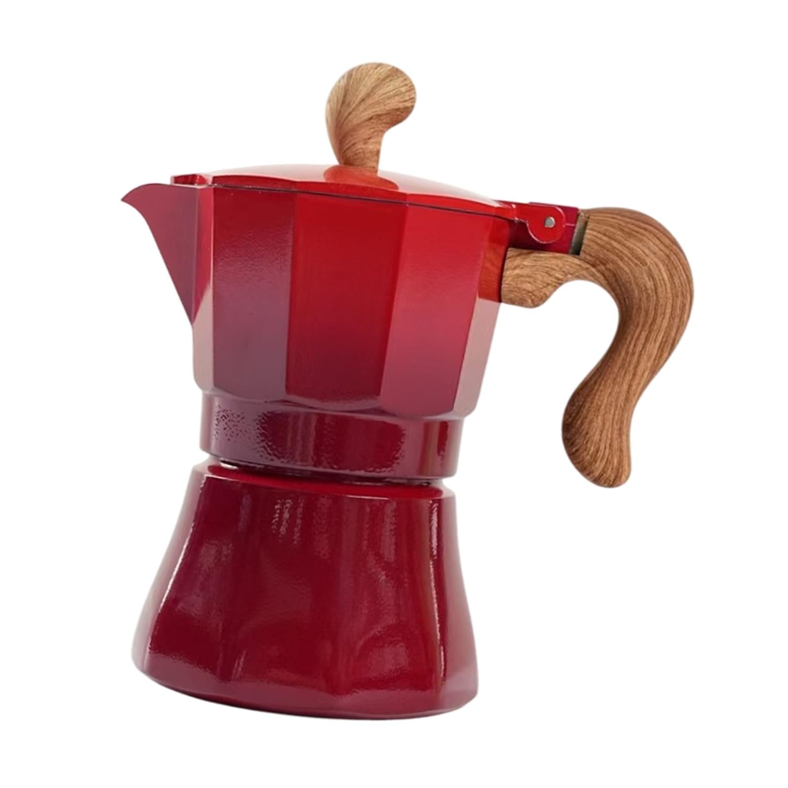 150ml Moka Pot Coffee Maker Pot for Cappuccino or Latte Sturdy Single Valve Red