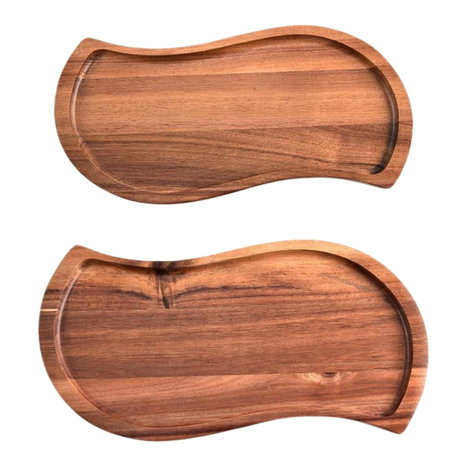 Wood Serving Tray S Shaped Dish Plate Serving Platter for Cheese Snacks S