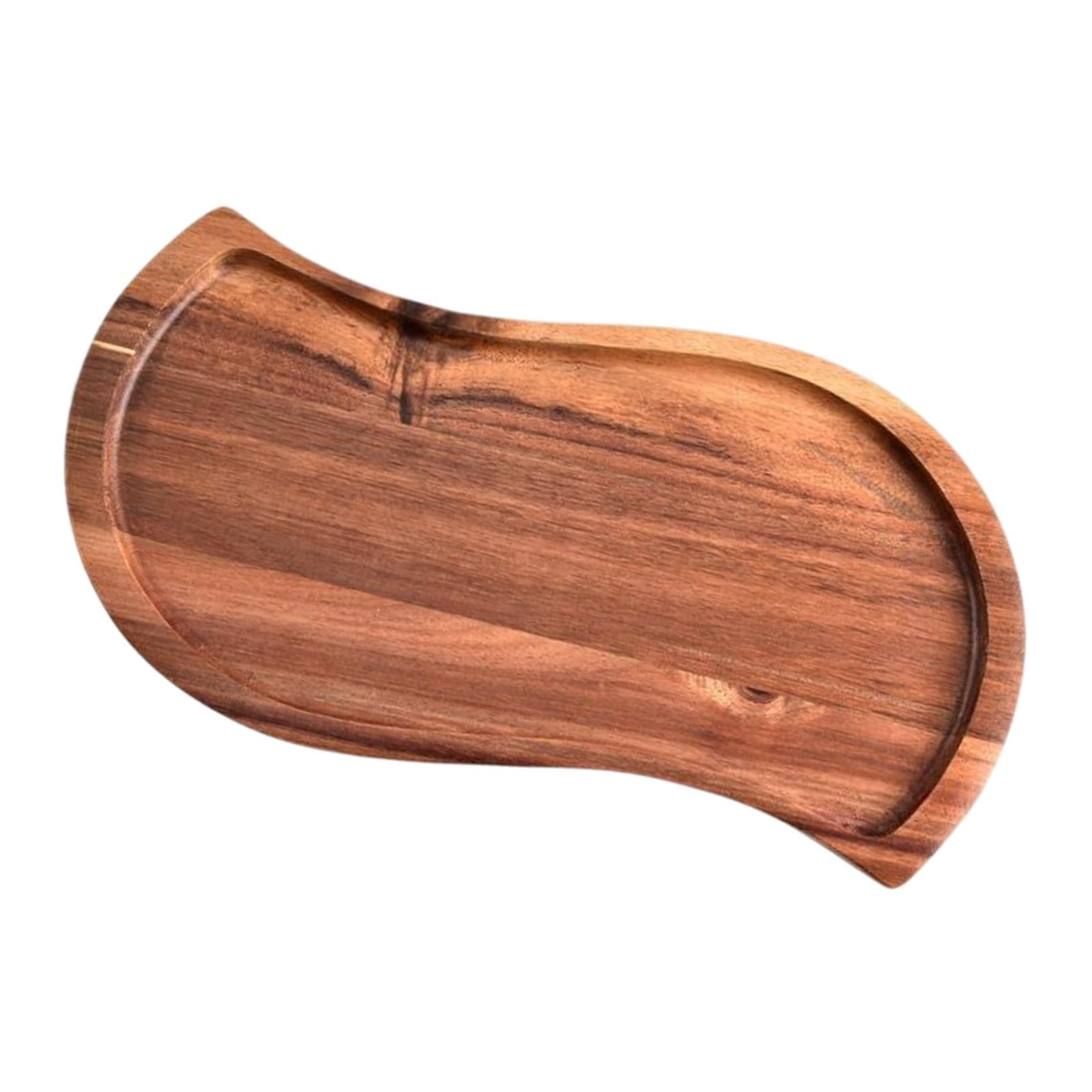 Wood Serving Tray S Shaped Dish Plate Serving Platter for Cheese Snacks L