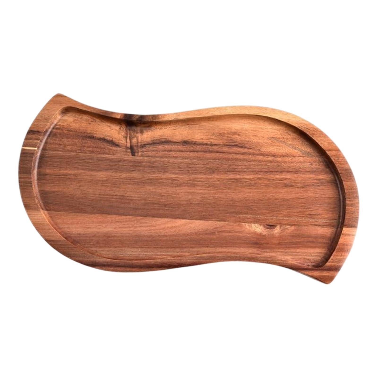 Wood Serving Tray S Shaped Dish Plate Serving Platter for Cheese Snacks L
