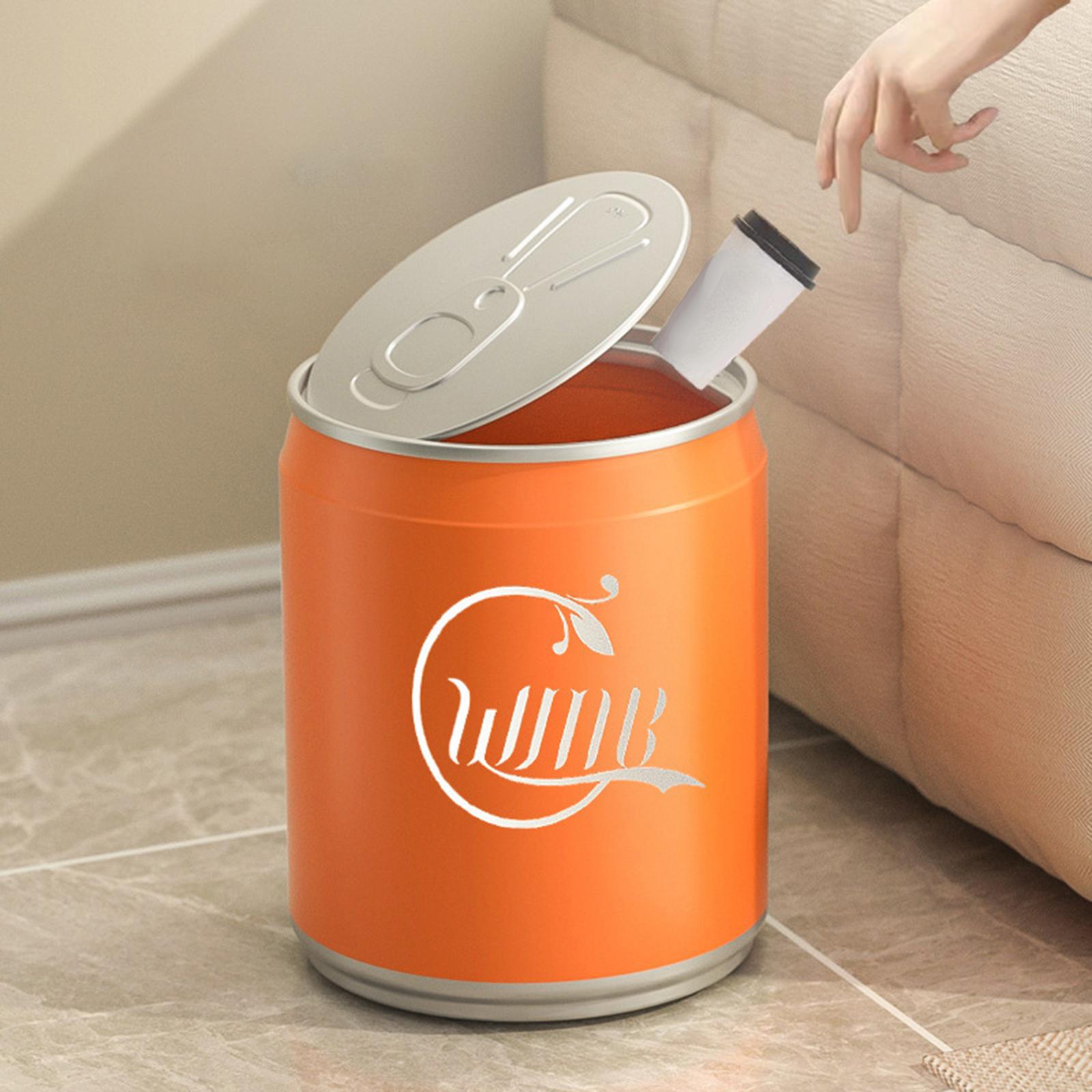 Cola Can Shape Rubbish Container Small Kitchen Wastebasket for Office Toilet Orange with Wheel