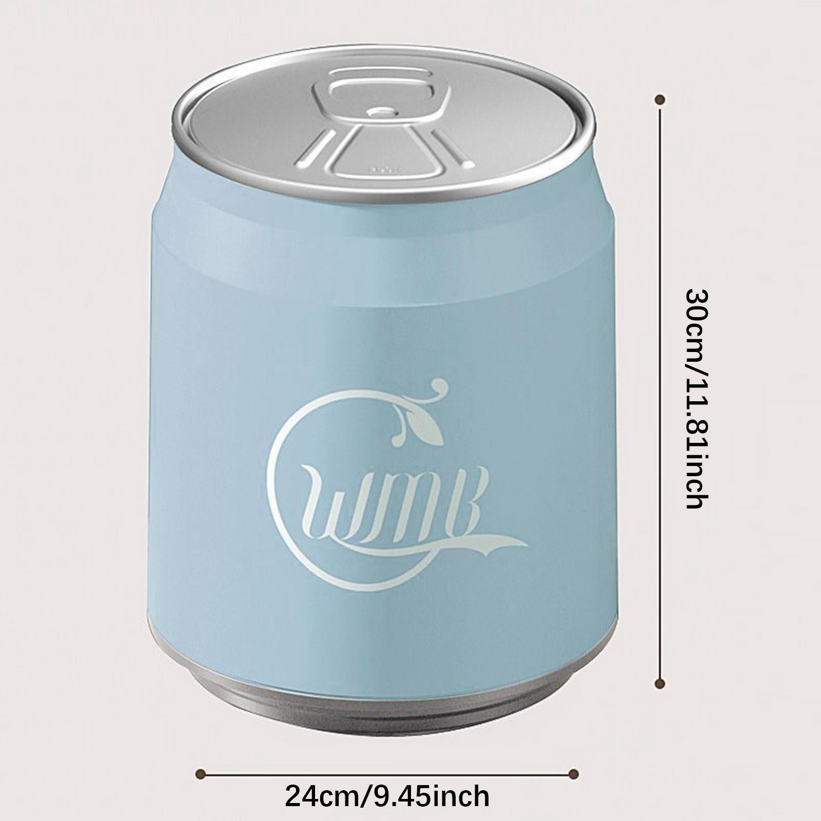Cola Can Shape Rubbish Container Small Kitchen Wastebasket for Office Toilet Blue with Wheel