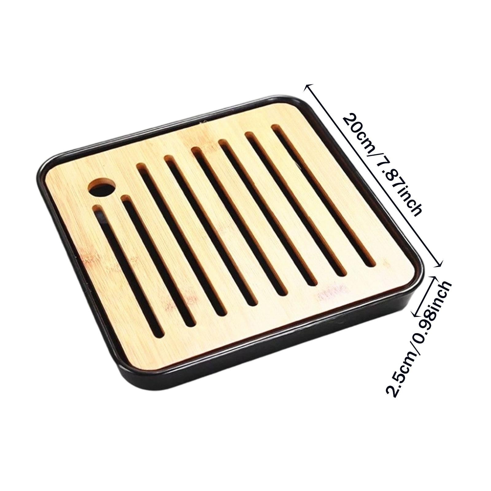 Bamboo Kung Fu Tea Tray Water Storage Mini Tea Ceremony for Household Office black