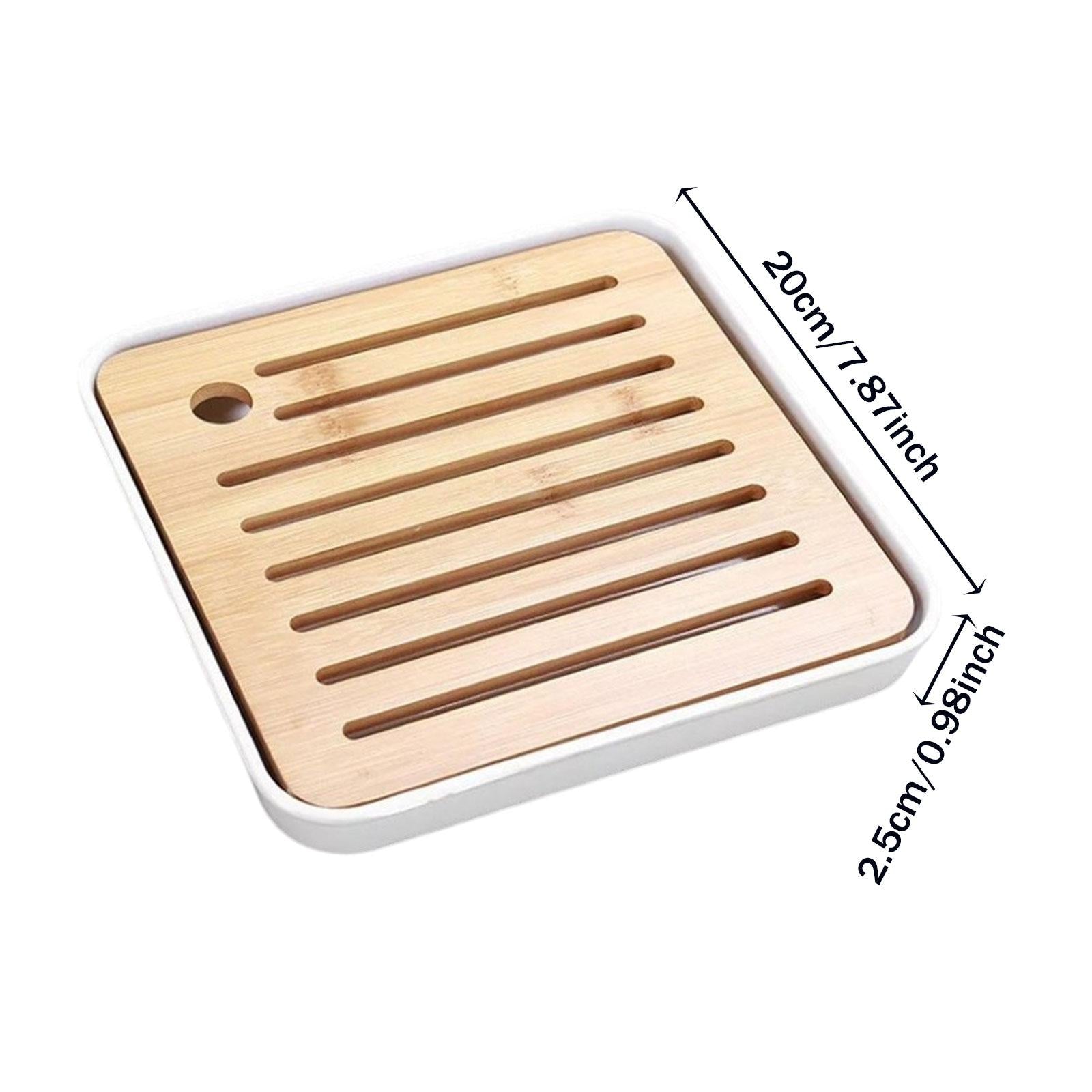 Bamboo Kung Fu Tea Tray Water Storage Mini Tea Ceremony for Household Office white