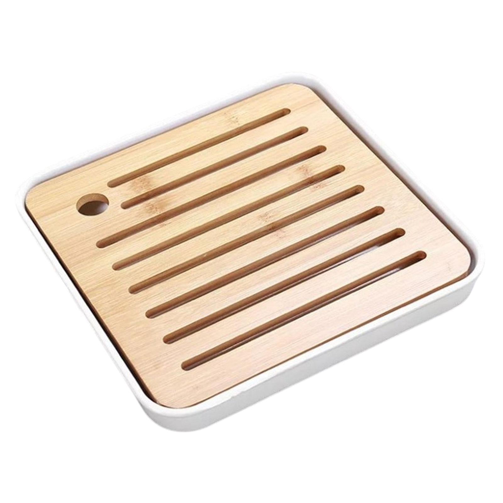 Bamboo Kung Fu Tea Tray Water Storage Mini Tea Ceremony for Household Office white