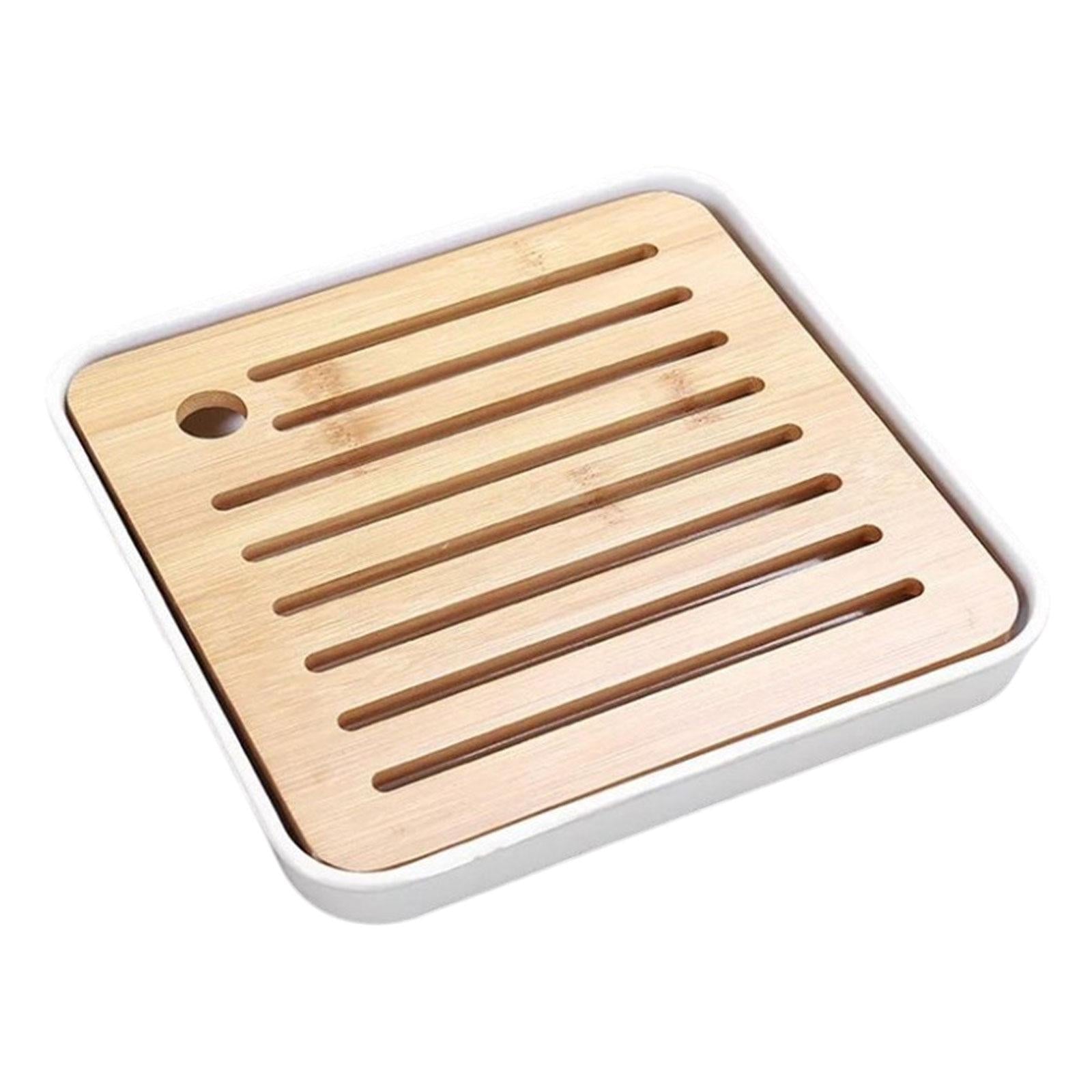 Bamboo Kung Fu Tea Tray Water Storage Mini Tea Ceremony for Household Office white