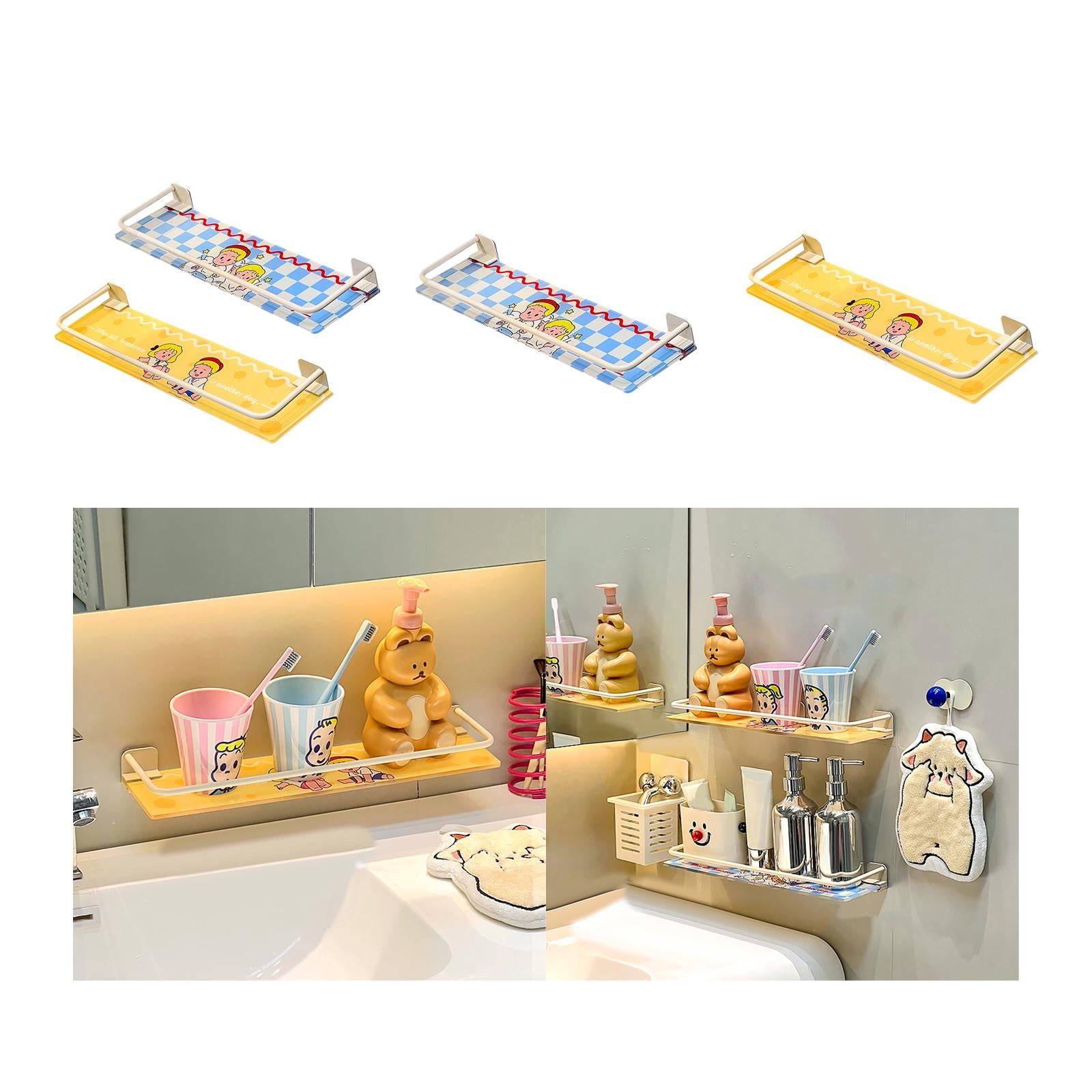 Shower Shelf Toiletries Organization Punch Modern Bathroom Storage Rack blue and yellow