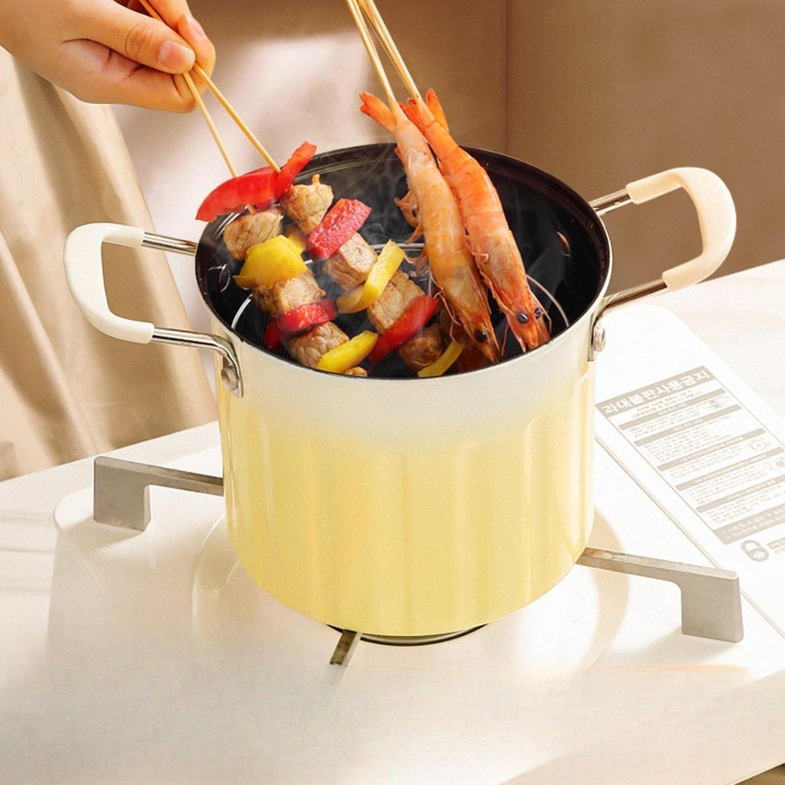 Deep Fryer Pot with Frying Basket Oil Strainer Basket for Chips Boiling Home