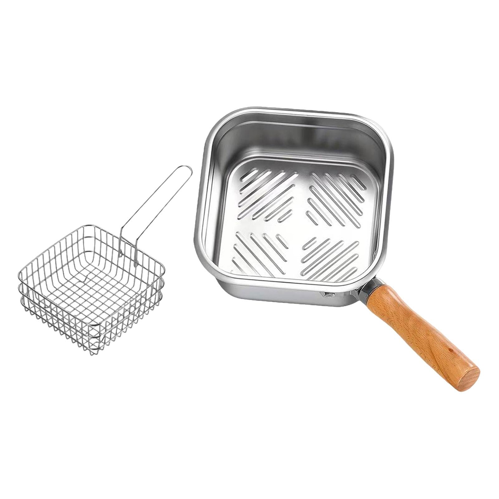 Small Deep Fryer Pot Stainless Steel Cooking Pot for Chips French Fries Fish