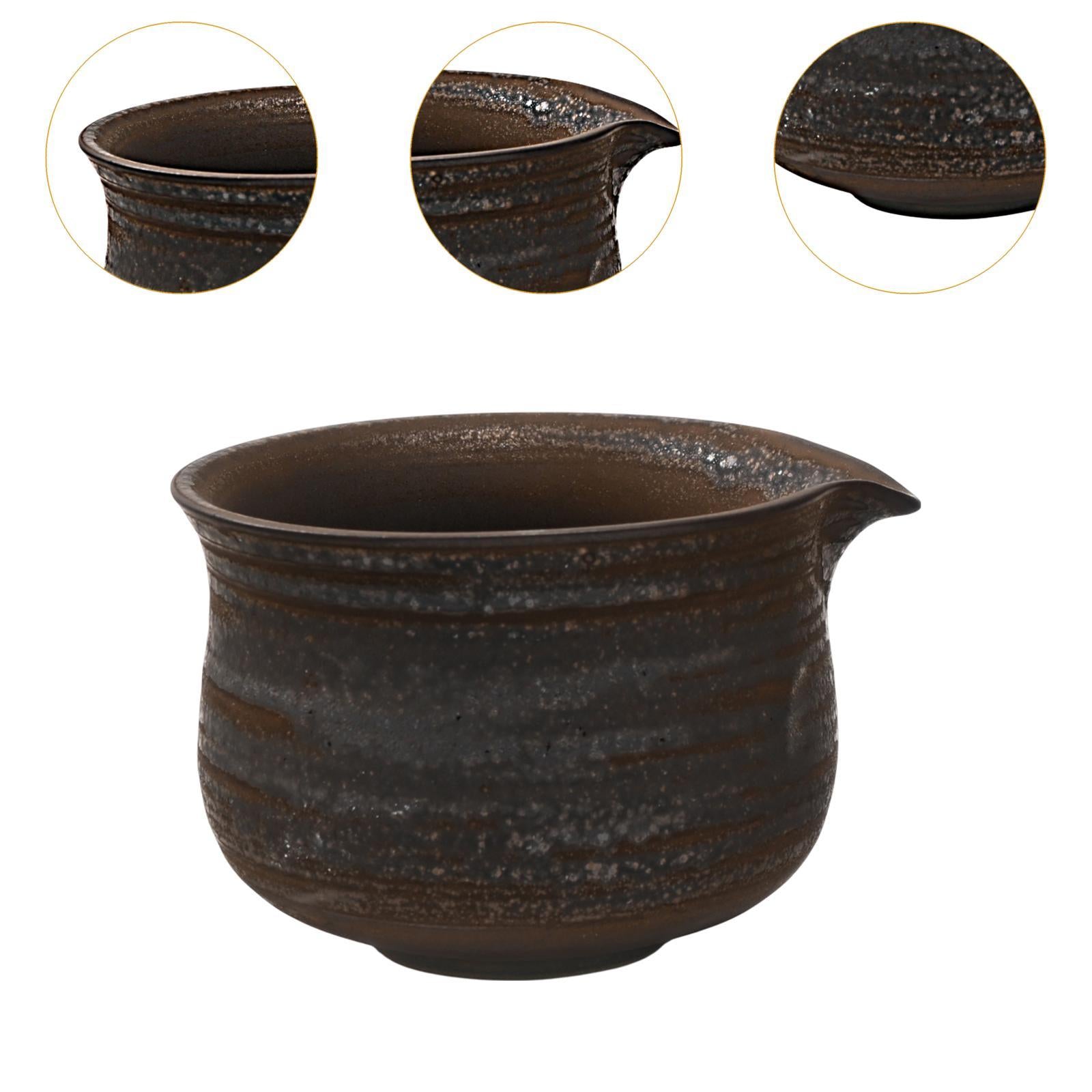Ceramic Matcha Bowl Gift Porcelain Tea Bowl for Kitchen Tea Room Living Room Retro Design Black