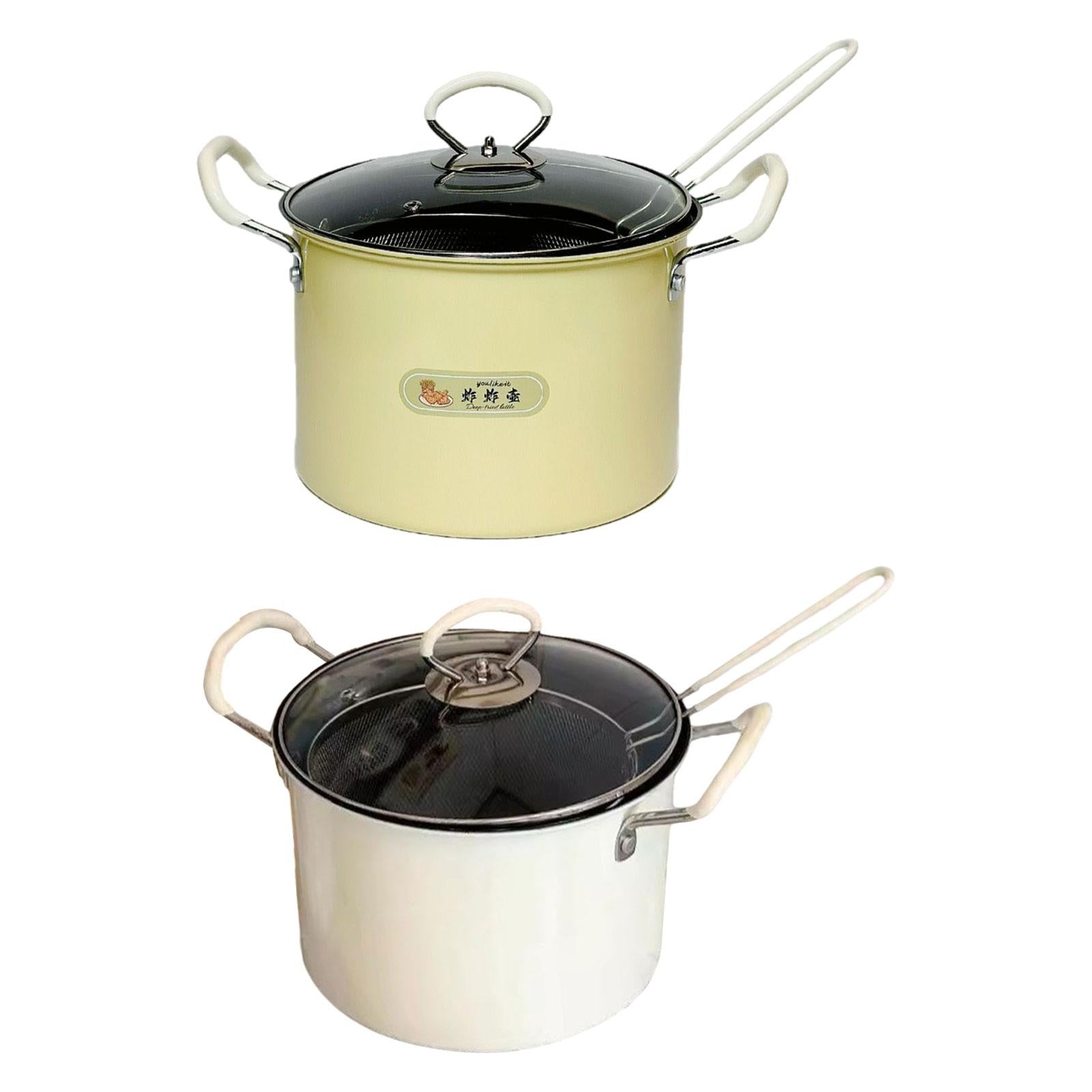 Deep Fryer Pot Practical Easy to Clean Deep Fry Pan for Camping Home Outdoor Yellow