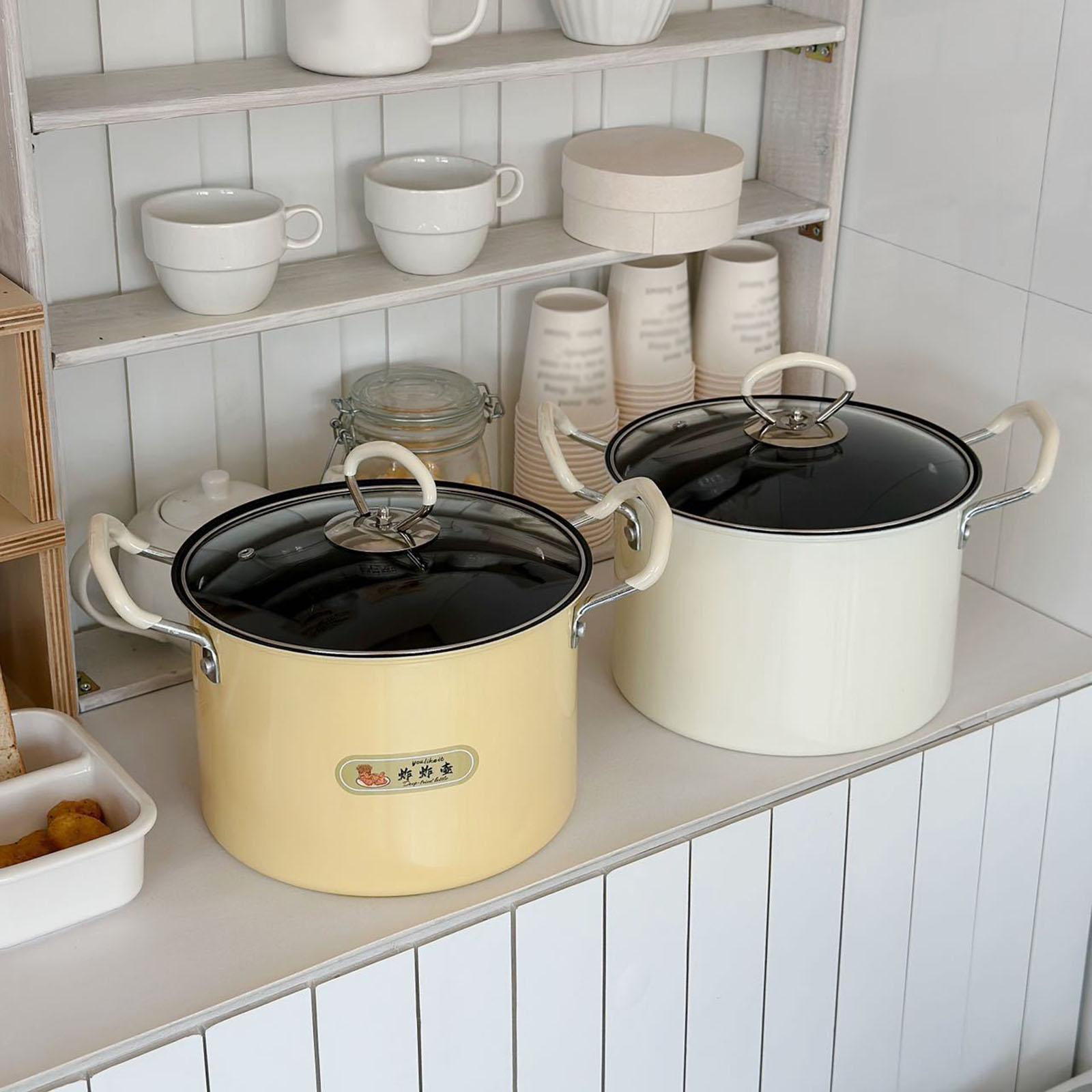 Deep Fryer Pot Practical Easy to Clean Deep Fry Pan for Camping Home Outdoor Yellow