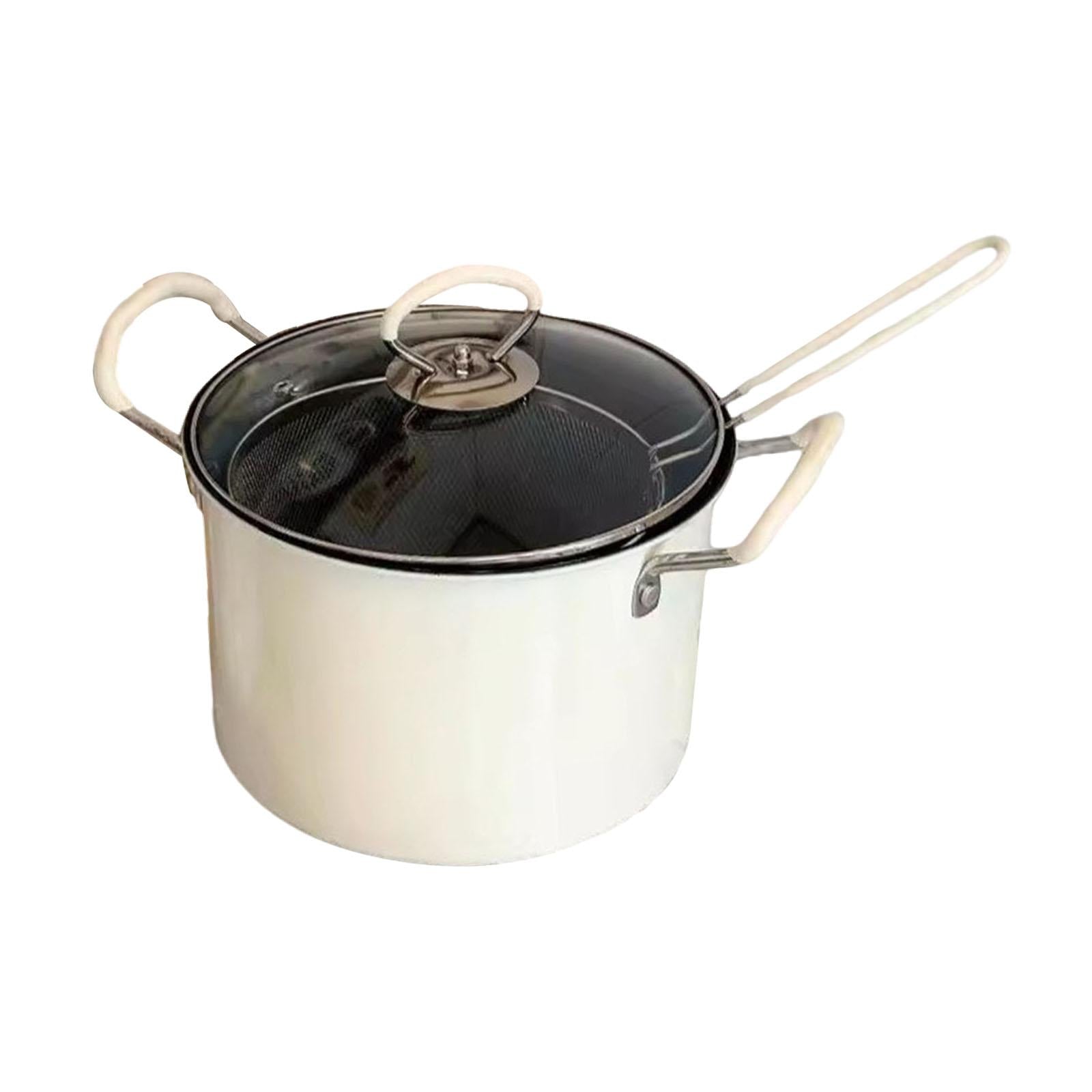 Deep Fryer Pot Practical Easy to Clean Deep Fry Pan for Camping Home Outdoor White