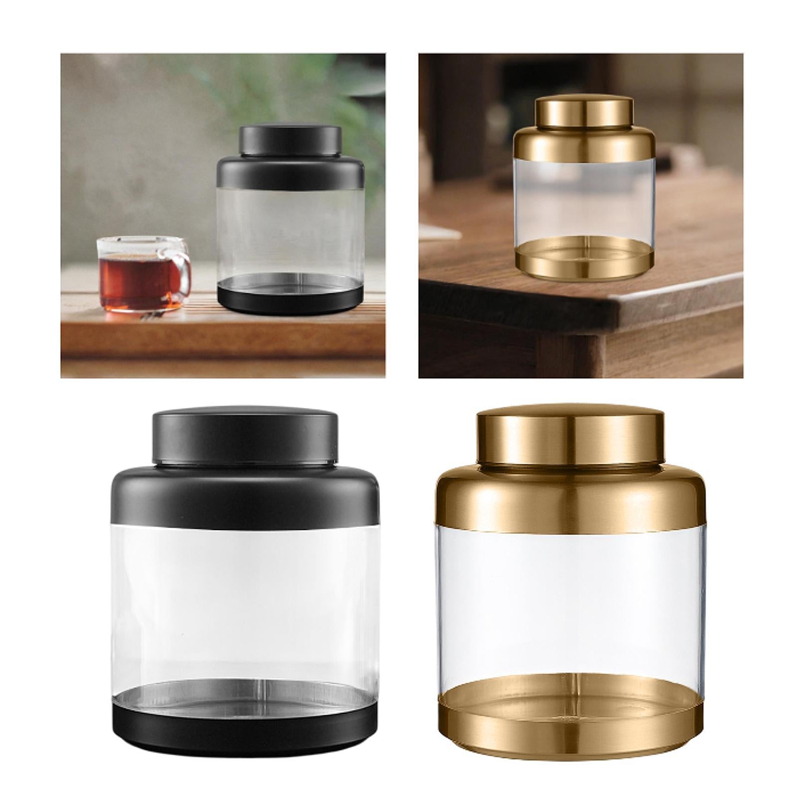 Airtight Storage Jar with Lid Sealed Clear Can for Sugar Dried Fruits Cookie Black