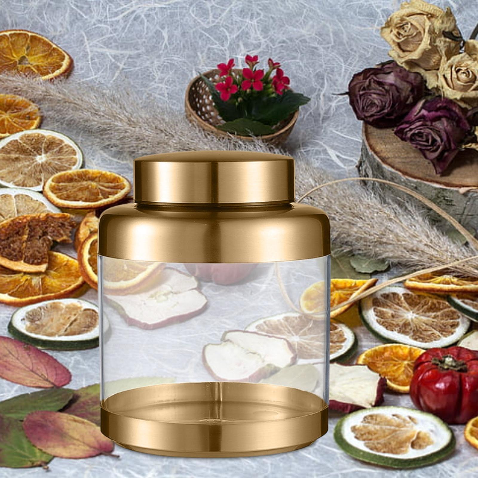 Airtight Storage Jar with Lid Sealed Clear Can for Sugar Dried Fruits Cookie Gold