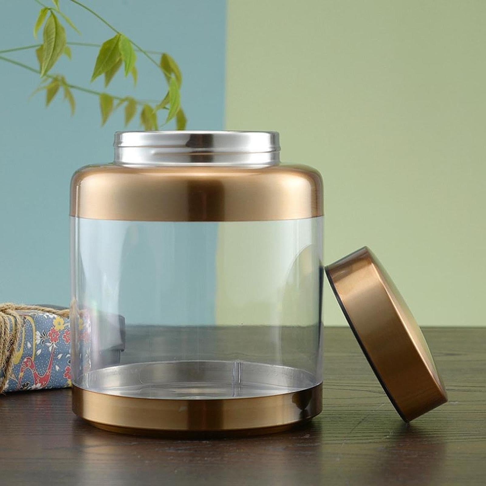 Airtight Storage Jar with Lid Sealed Clear Can for Sugar Dried Fruits Cookie Gold