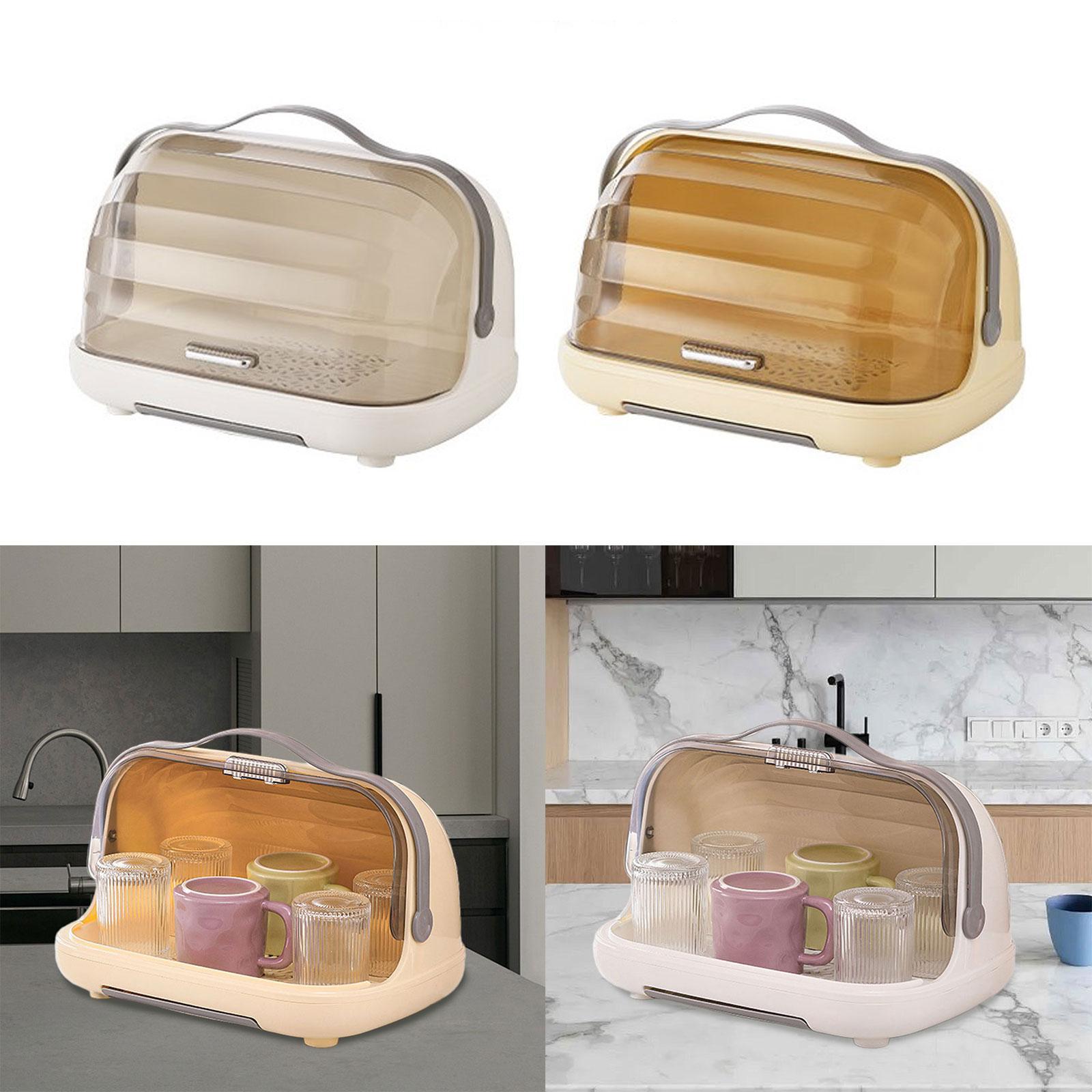 Dish Drying Rack with Cover Kitchen Counter for Chopsticks Tea Cup Tableware Cream