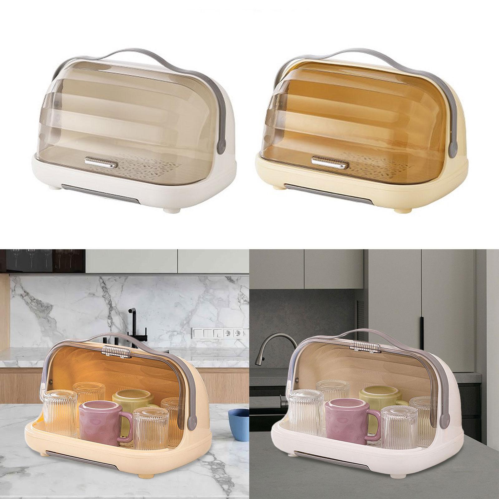Dish Drying Rack with Cover Kitchen Counter for Chopsticks Tea Cup Tableware Cream