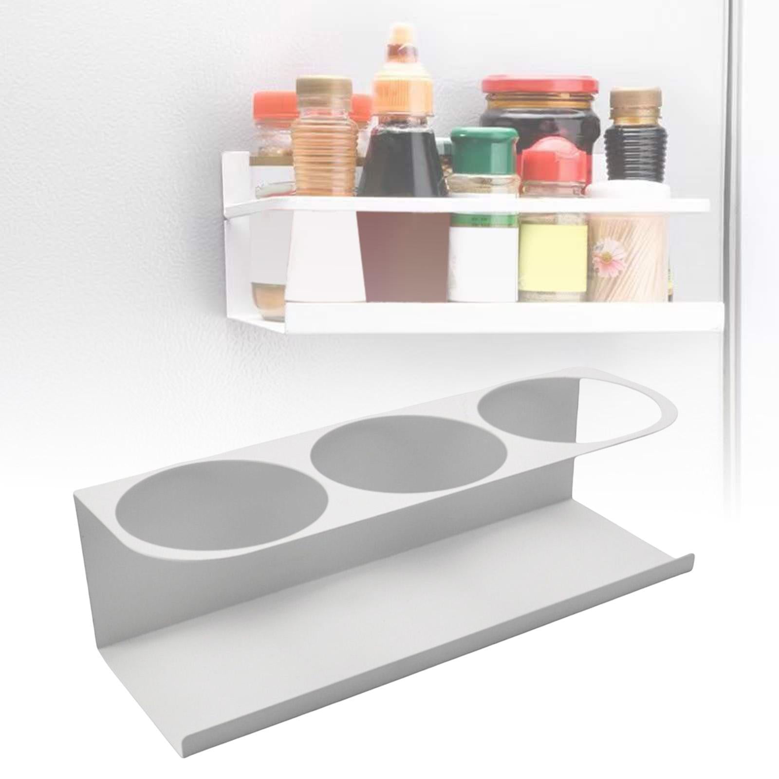 Magnetic Spice Rack Side Mount Bottle Hanger for Refrigerators Oven Bathroom White