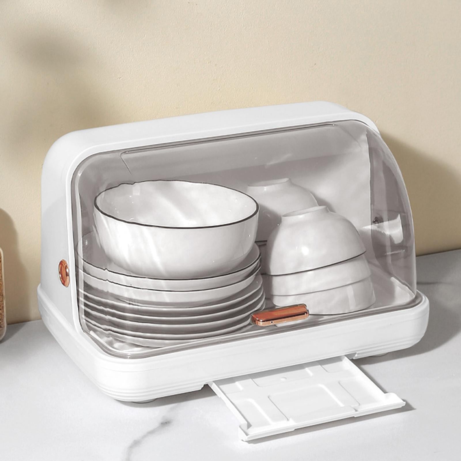 Desktop Cup Organizer Dustproof Container for Dinnerware Tea Cups Coffee Mug White