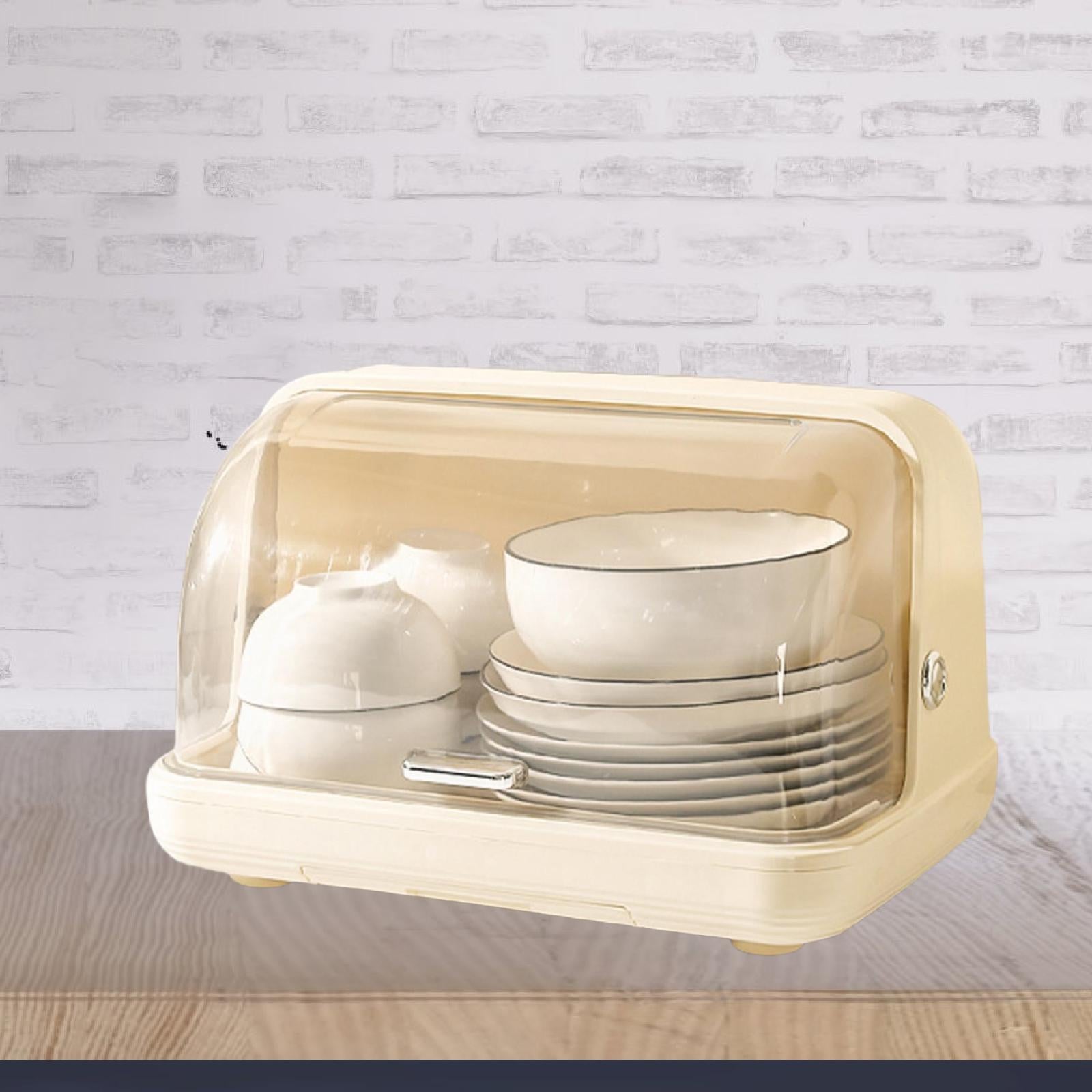 Desktop Cup Organizer Dustproof Container for Dinnerware Tea Cups Coffee Mug Yellow