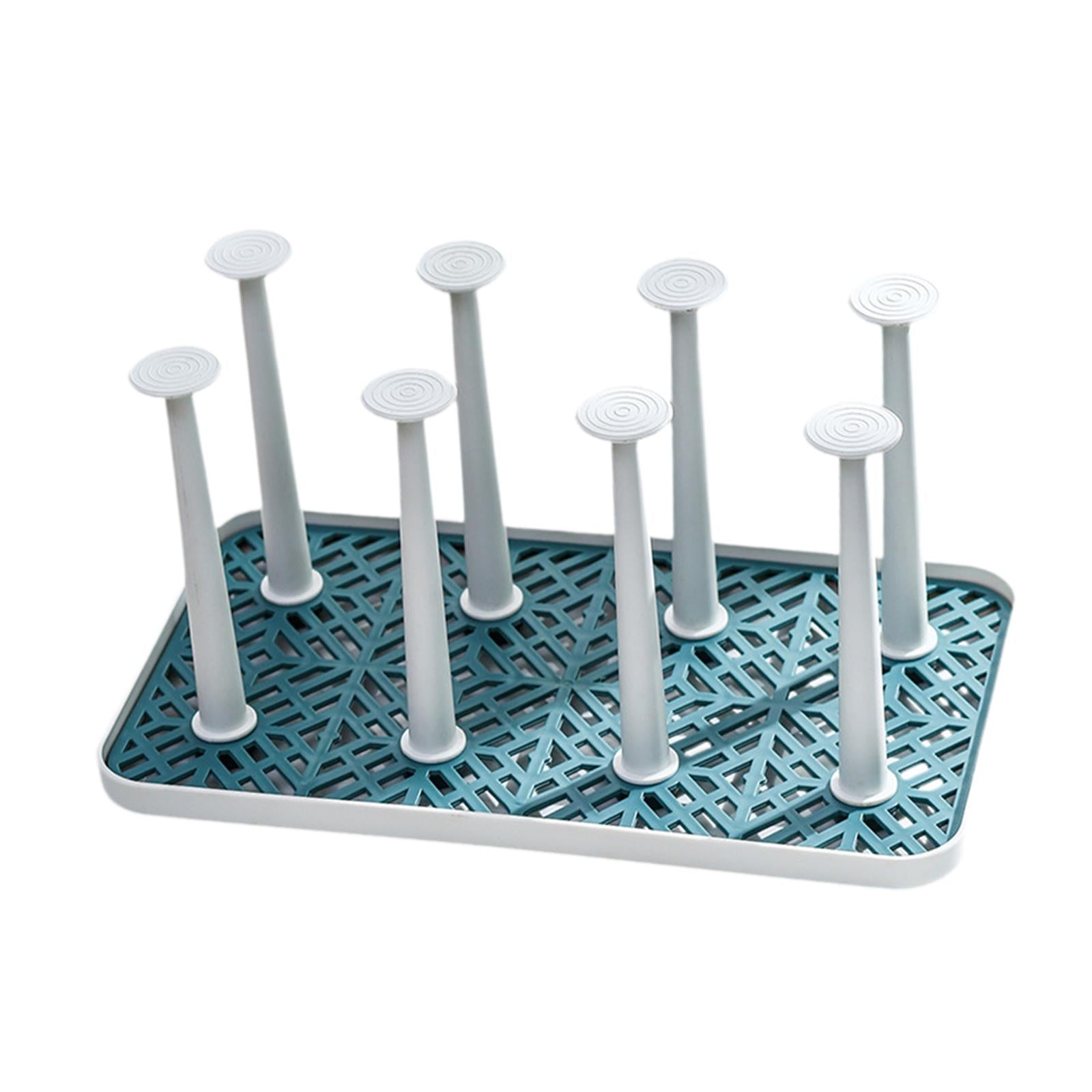 Cup Drying Rack with 8 Detachable Hooks Mug and Cup Organizer for Hotel Sink White Green Small