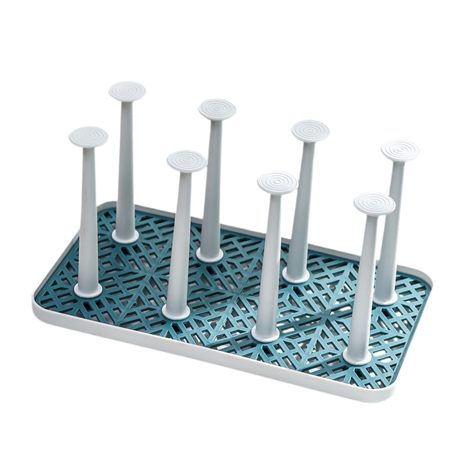 Cup Drying Rack with 8 Detachable Hooks Mug and Cup Organizer for Hotel Sink White Green Small