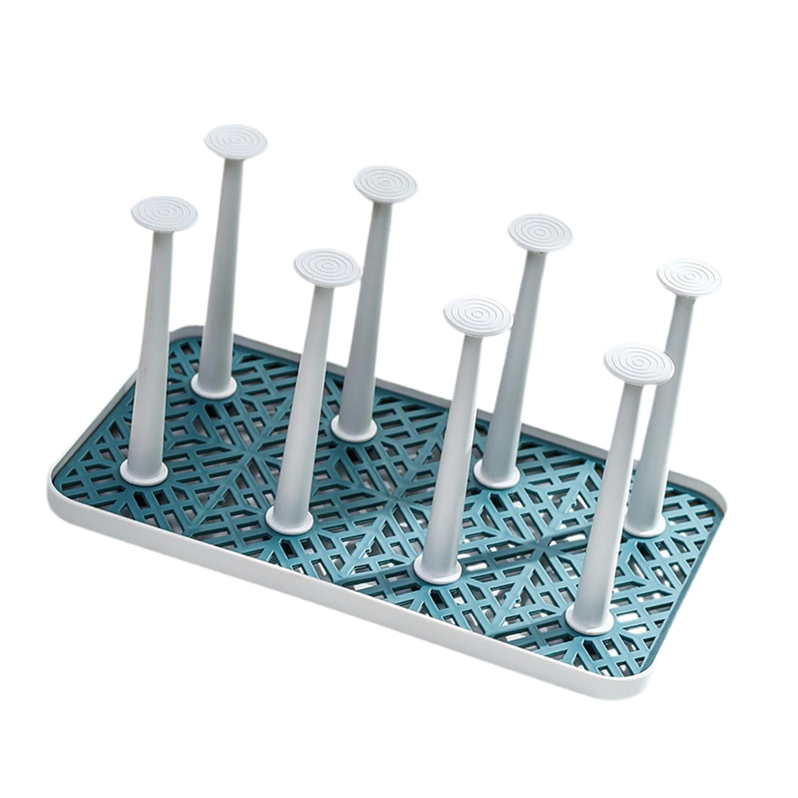 Cup Drying Rack with 8 Detachable Hooks Mug and Cup Organizer for Hotel Sink White Green Small