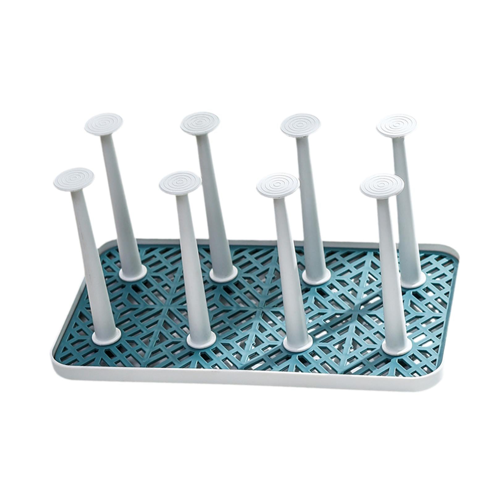 Cup Drying Rack with 8 Detachable Hooks Mug and Cup Organizer for Hotel Sink White Green Small