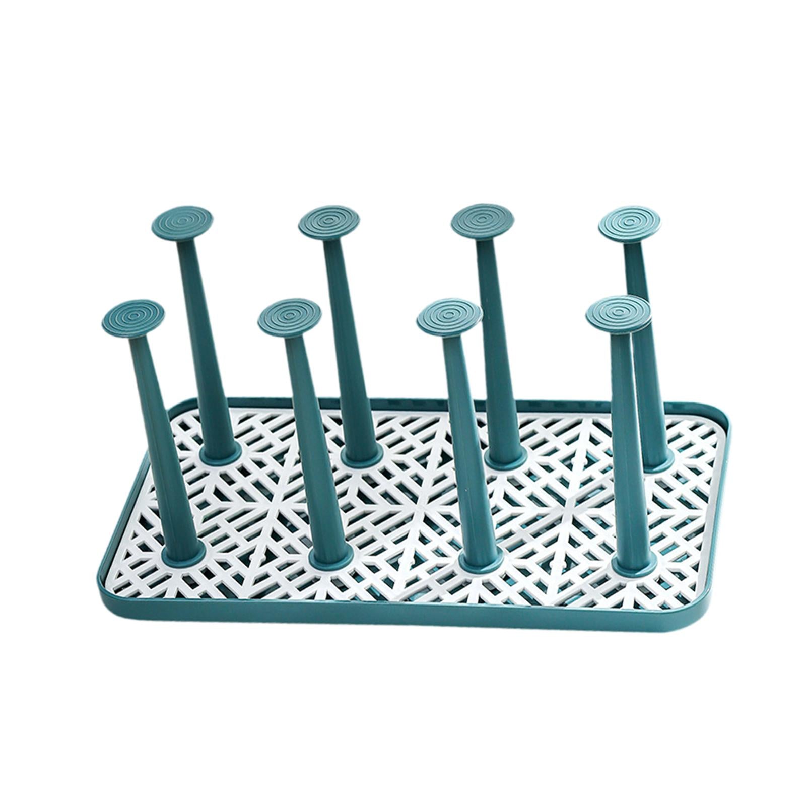 Cup Drying Rack with 8 Detachable Hooks Mug and Cup Organizer for Hotel Sink Green Small