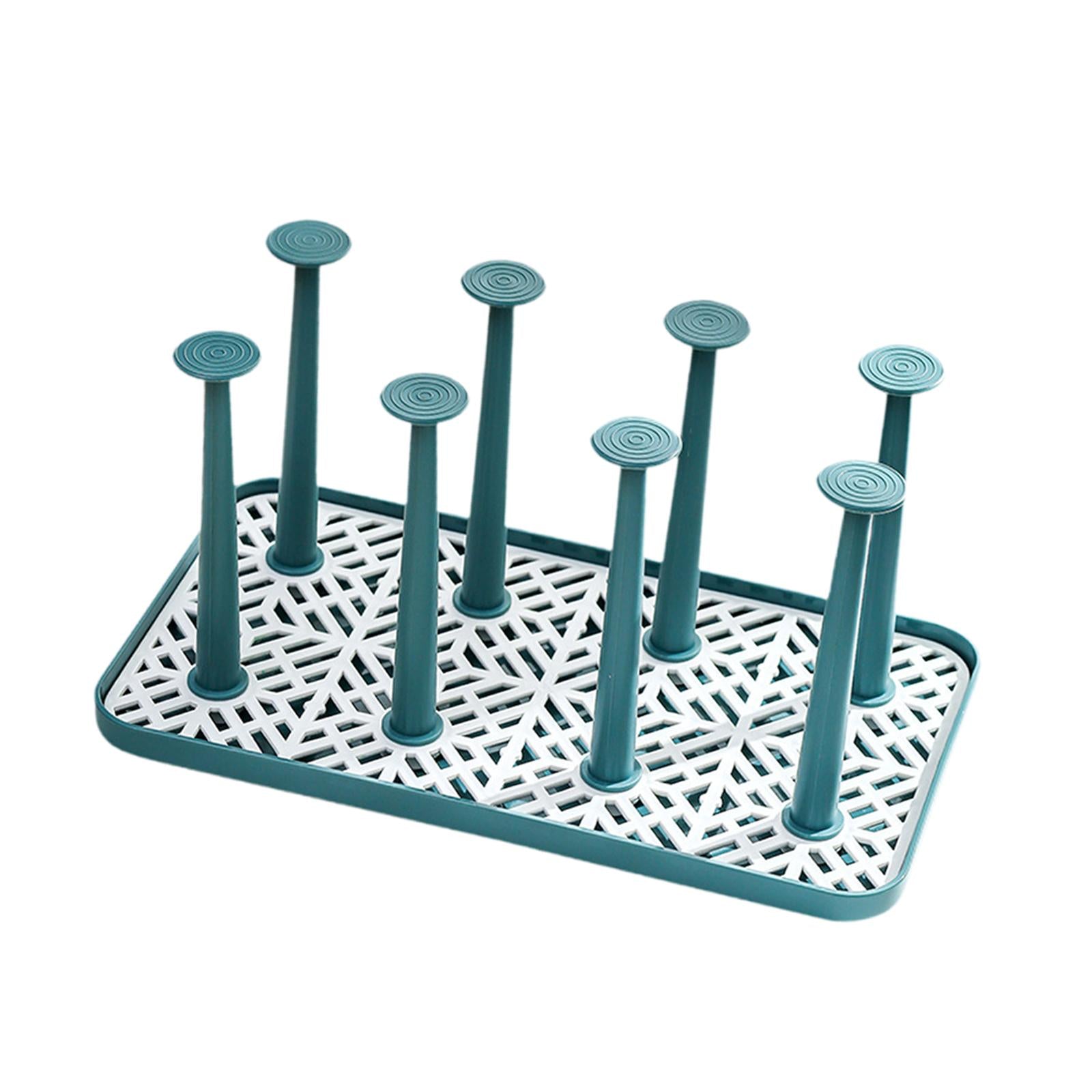 Cup Drying Rack with 8 Detachable Hooks Mug and Cup Organizer for Hotel Sink Green Small
