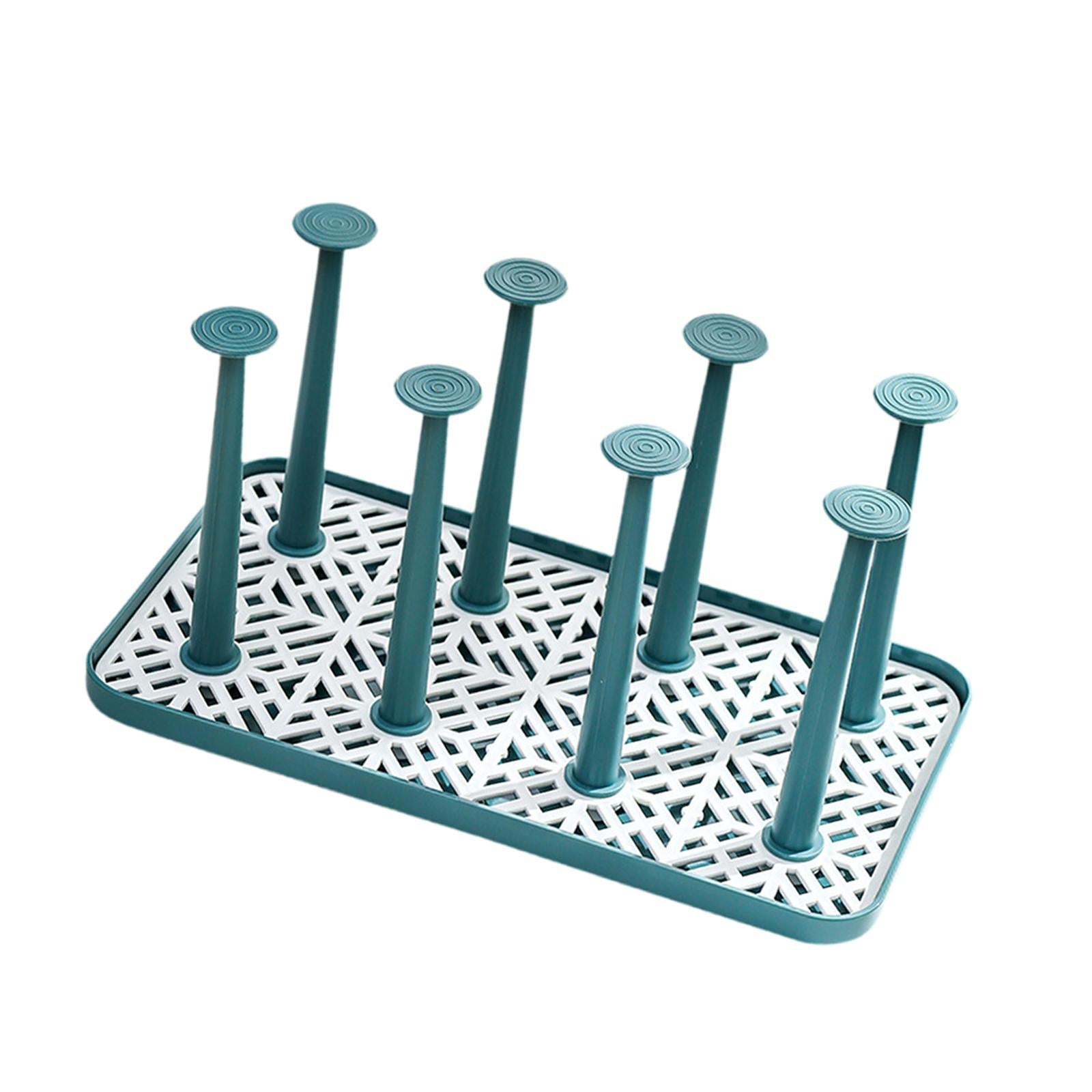 Cup Drying Rack with 8 Detachable Hooks Mug and Cup Organizer for Hotel Sink Green Small