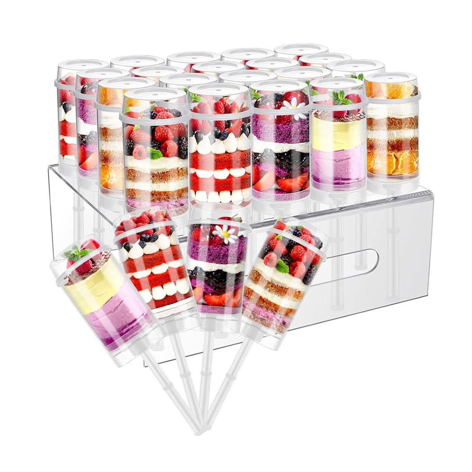24Pcs Cake Push Containers with Lids Acrylic Clear for Home Wedding Birthday