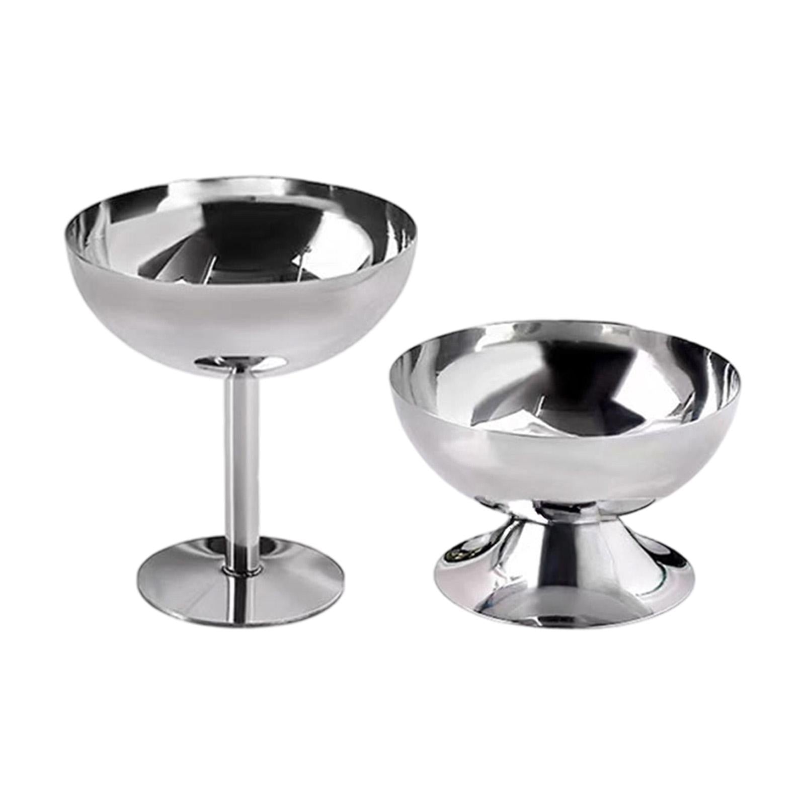 Footed Dessert Bowl Stainless Steel Goblet Bowl for Sundae Milkshakes Cereal Height 6.2cm