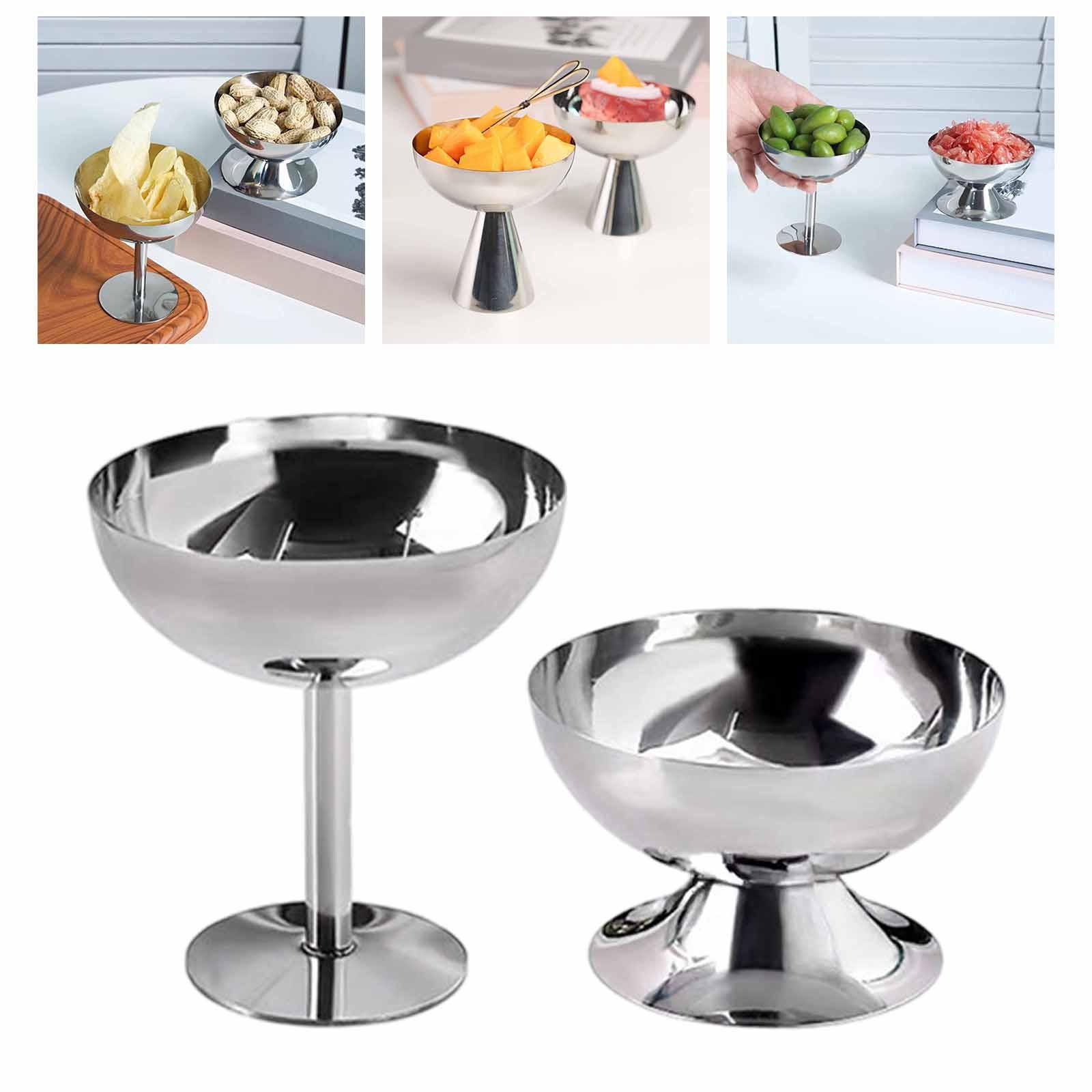 Footed Dessert Bowl Stainless Steel Goblet Bowl for Sundae Milkshakes Cereal Height 6.2cm