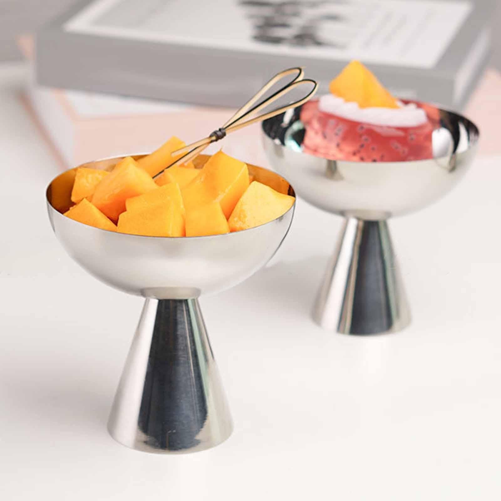 Footed Dessert Bowl Stainless Steel Goblet Bowl for Sundae Milkshakes Cereal Height 11cm