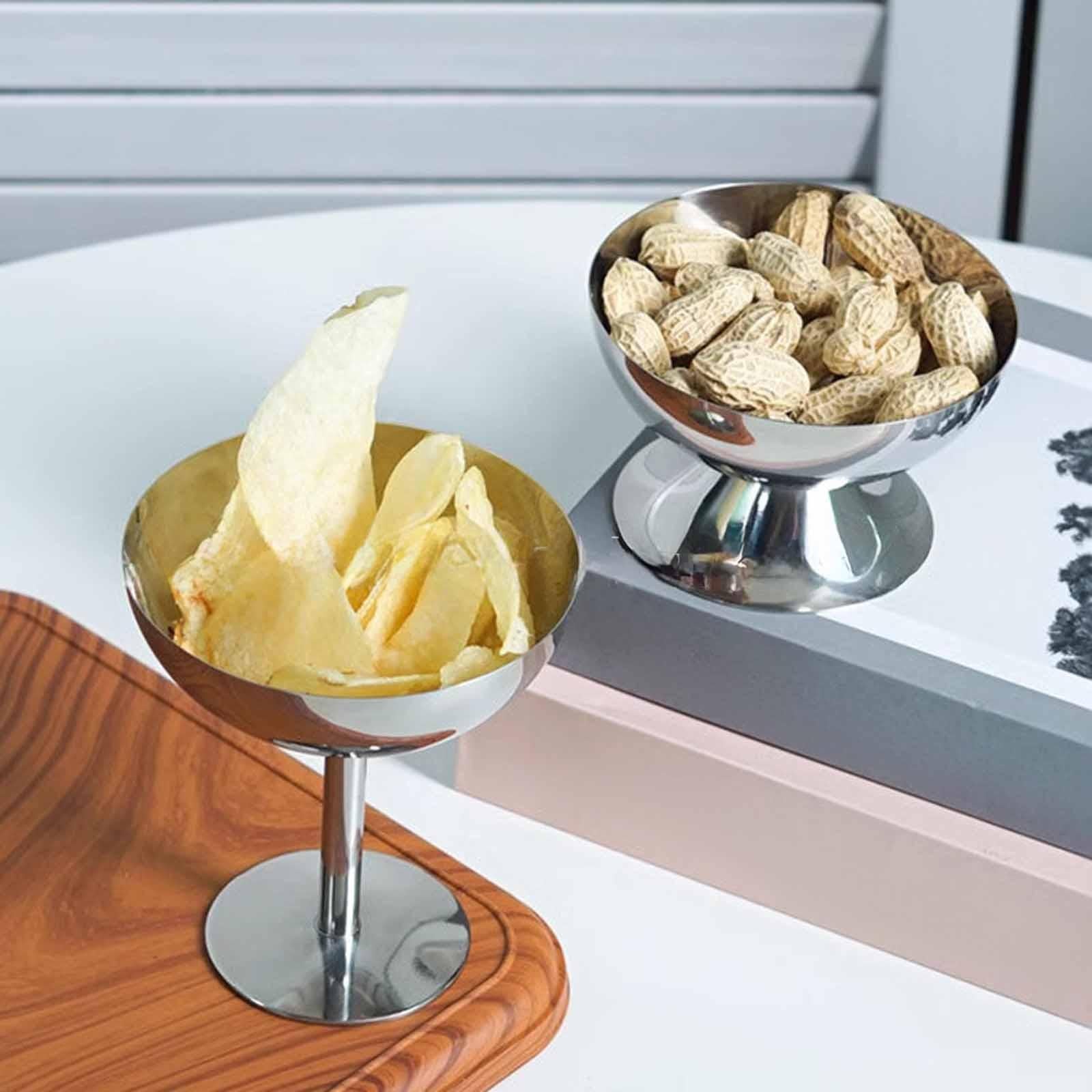 Footed Dessert Bowl Stainless Steel Goblet Bowl for Sundae Milkshakes Cereal Height 11cm