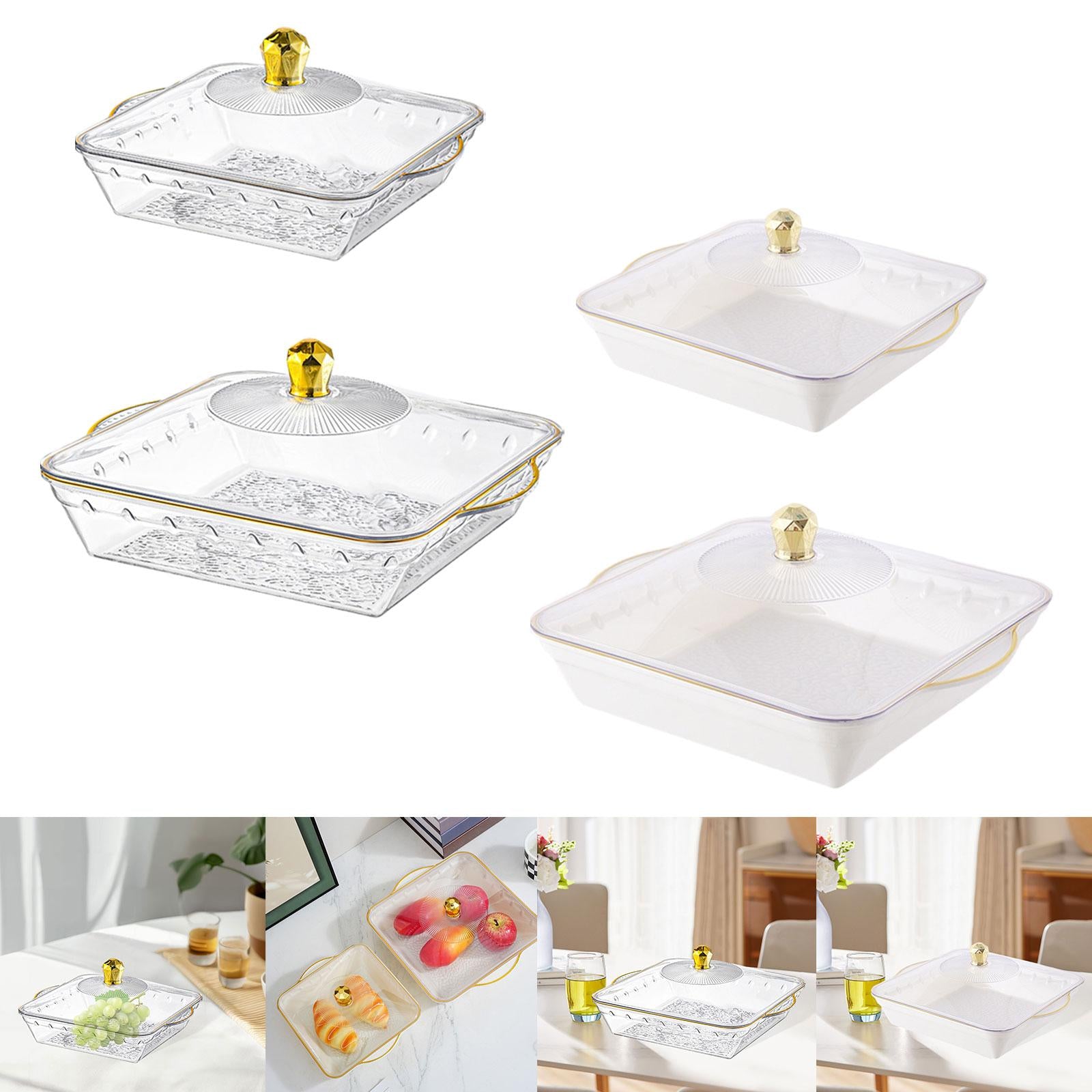 Fruit Bowl with Lid Modern Protable Fruit Plate for Party Home Coffee Drinks 25x28.5x5.3cm clear