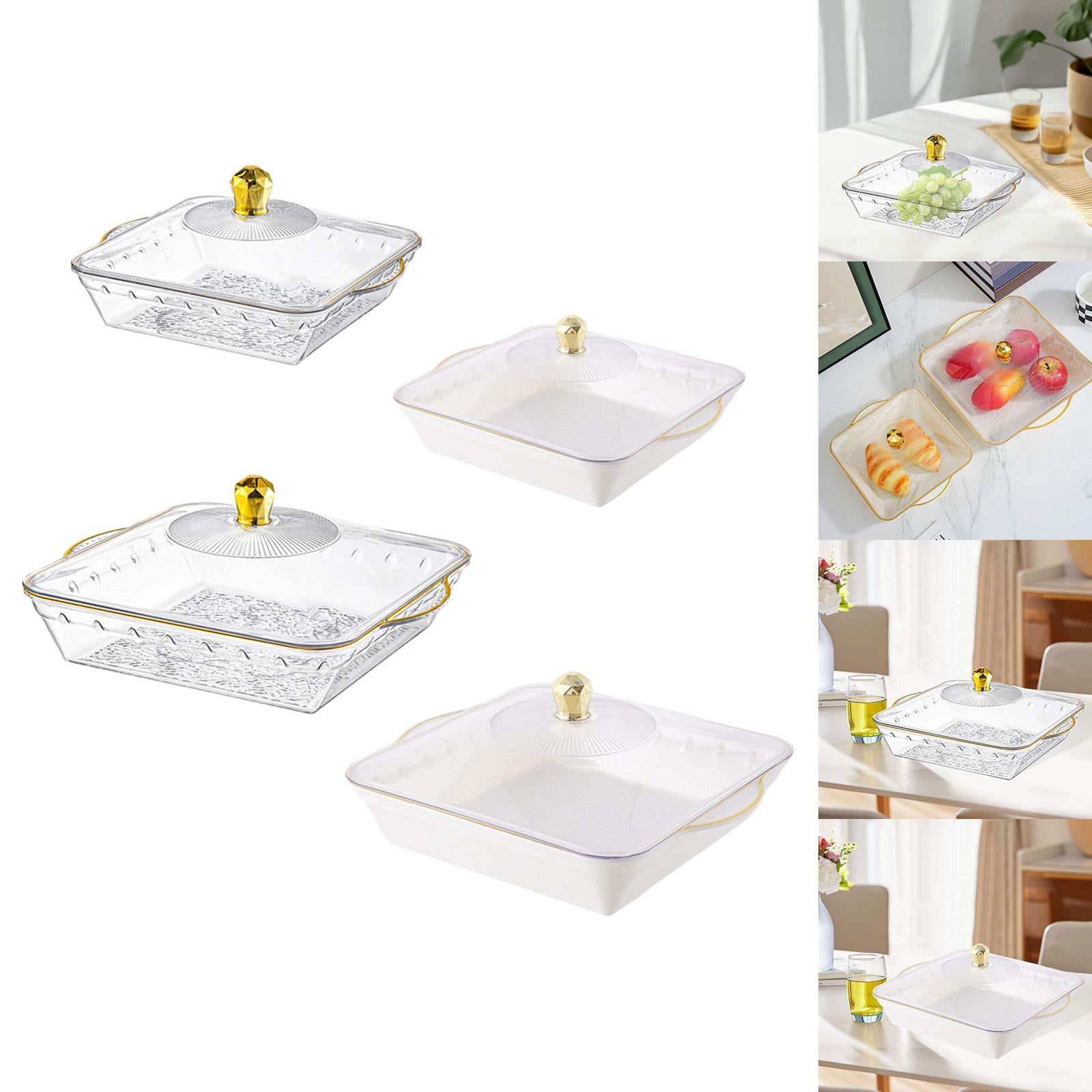 Fruit Bowl with Lid Modern Protable Fruit Plate for Party Home Coffee Drinks 25x28.5x5.3cm clear