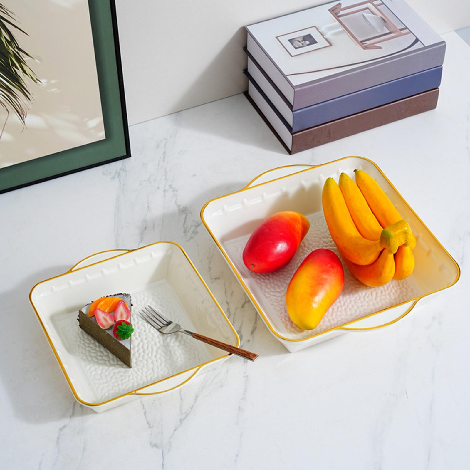 Fruit Bowl with Lid Modern Protable Fruit Plate for Party Home Coffee Drinks 25x28.5x5.3cm white