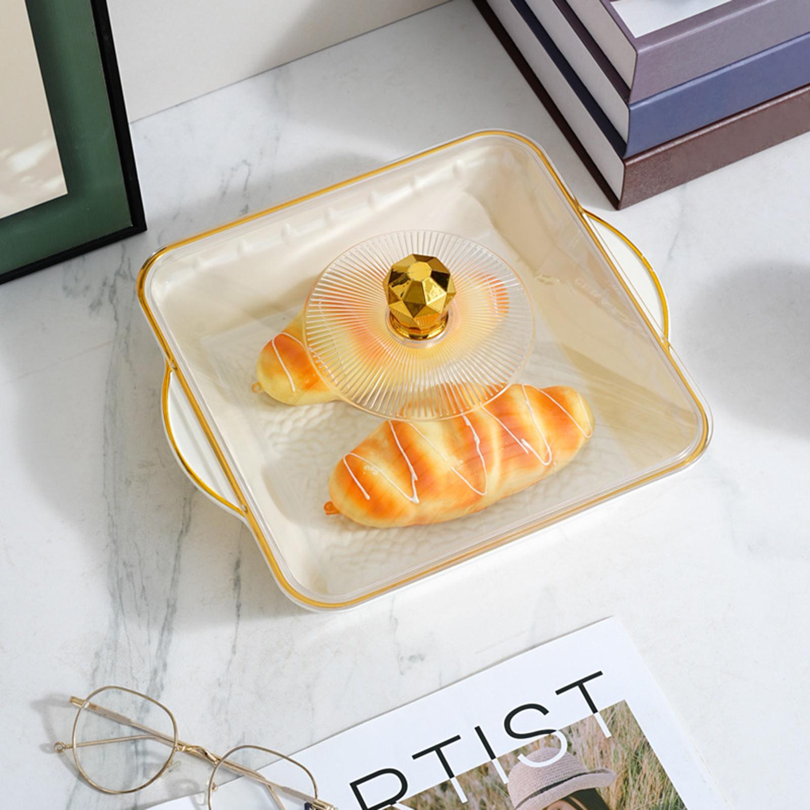 Fruit Bowl with Lid Modern Protable Fruit Plate for Party Home Coffee Drinks 32.5x28x6.5cm white
