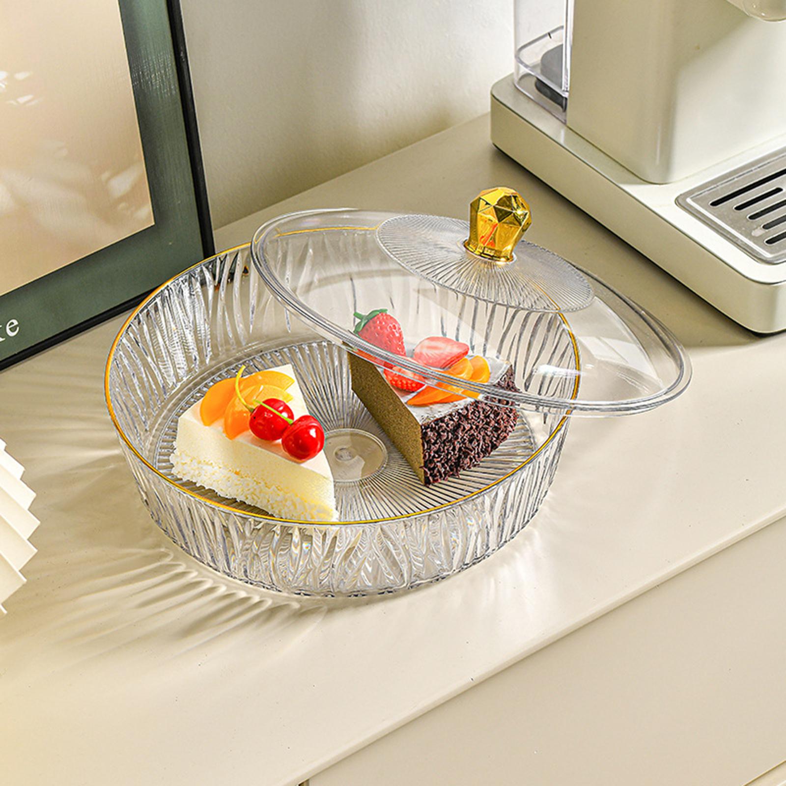 Fruit Bowl with Lid Container Decorative Dish for Kitchen Home Breakfast Tea clear 25x28.5x5.3cm