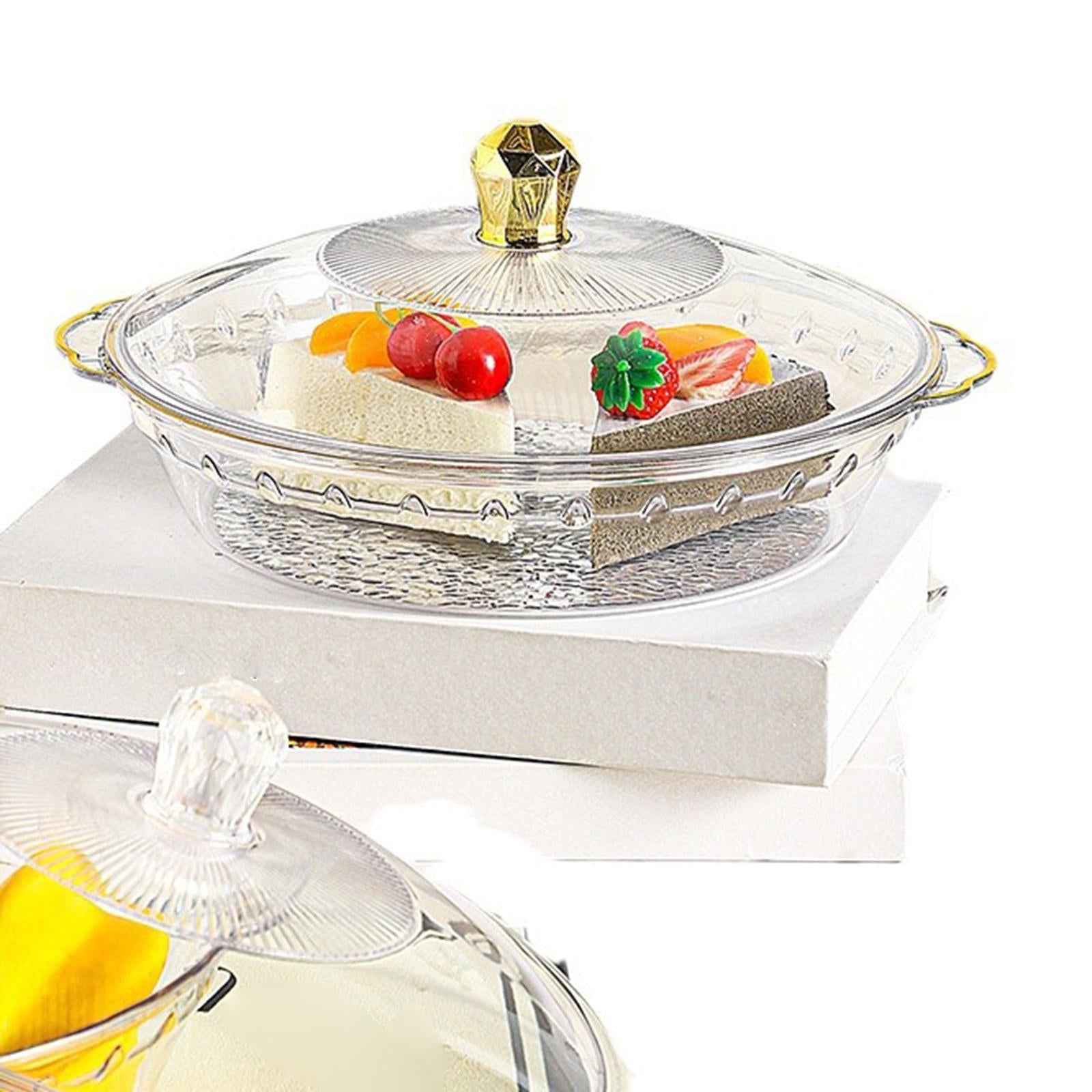 Fruit Bowl with Lid Container Decorative Dish for Kitchen Home Breakfast Tea clear 25x28.5x5.3cm