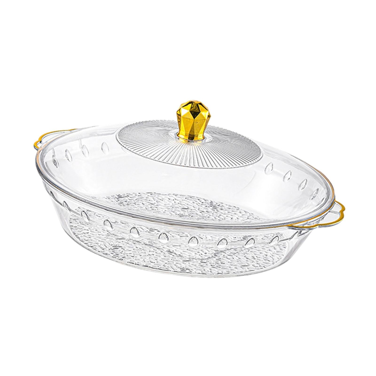 Fruit Bowl with Lid Container Decorative Dish for Kitchen Home Breakfast Tea clear 25x28.5x5.3cm