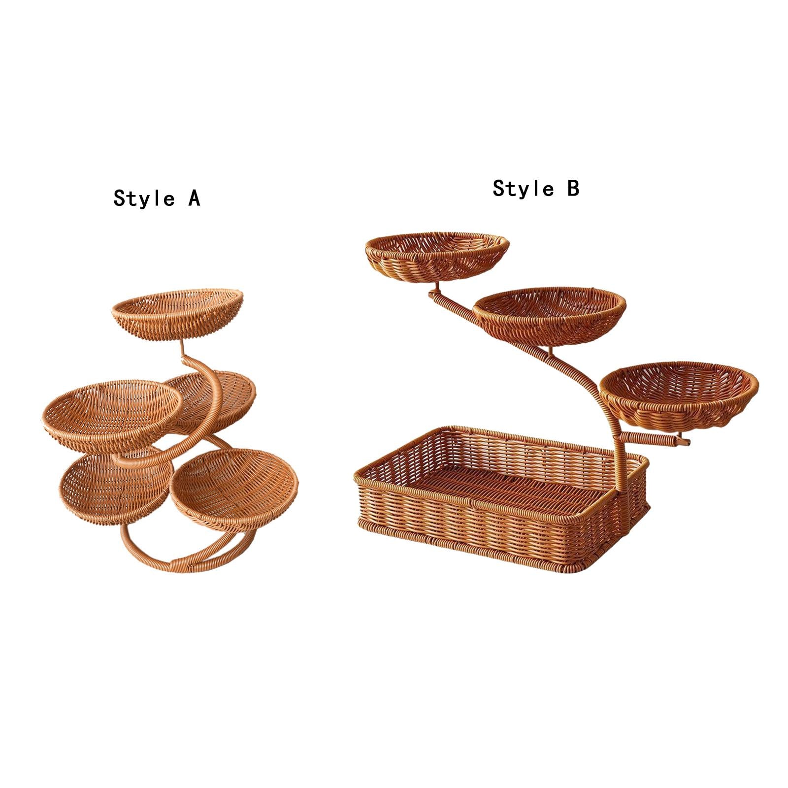 Fruit Basket Multi Tiers Compact Kitchen Counter Organizer Rack Serving Tray Style A