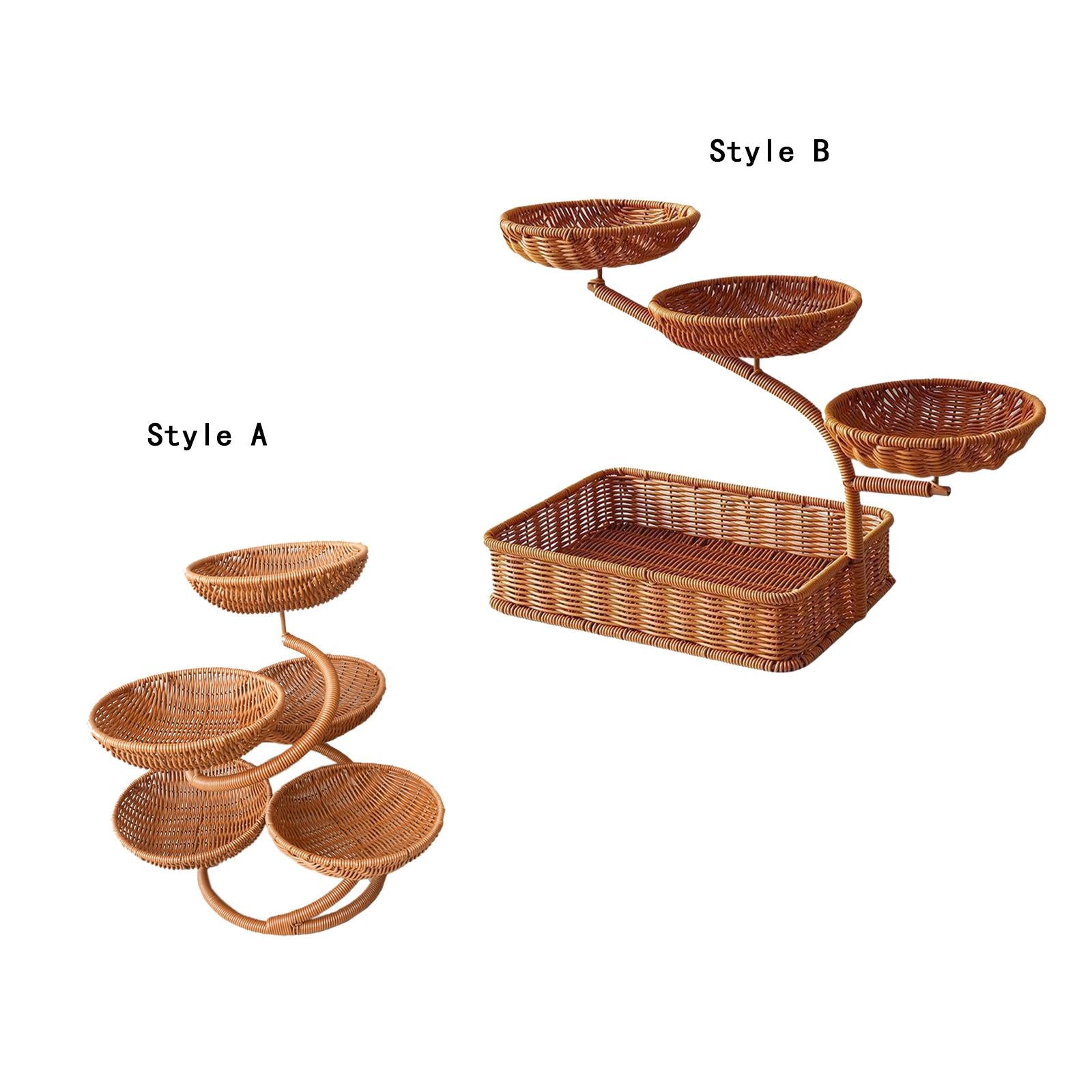 Fruit Basket Multi Tiers Compact Kitchen Counter Organizer Rack Serving Tray Style A