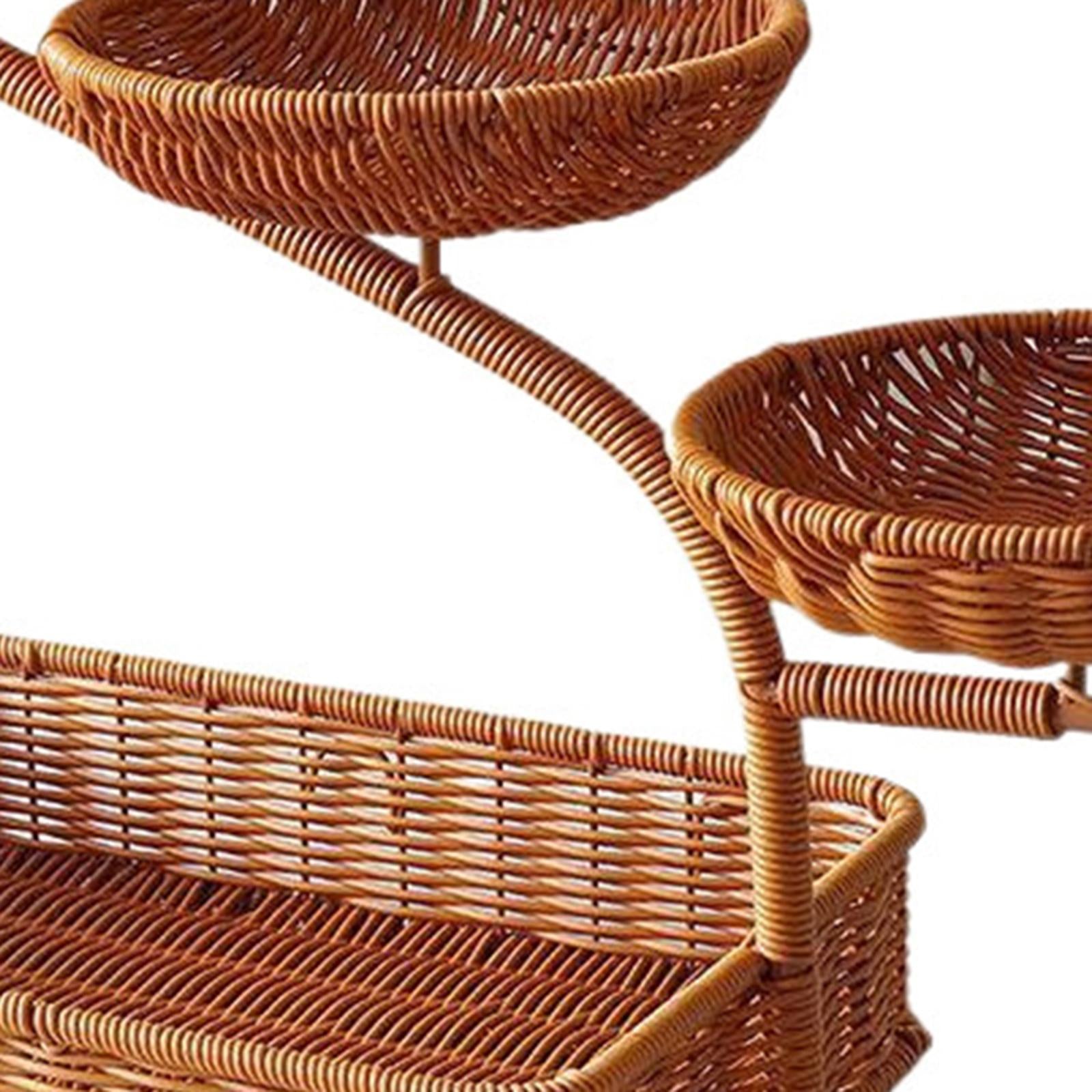 Fruit Basket Multi Tiers Compact Kitchen Counter Organizer Rack Serving Tray Style B